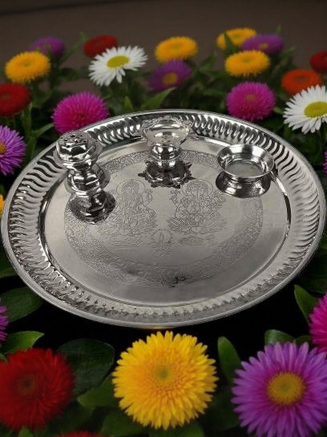 Vrinde Silver-Plated Pooja Thali