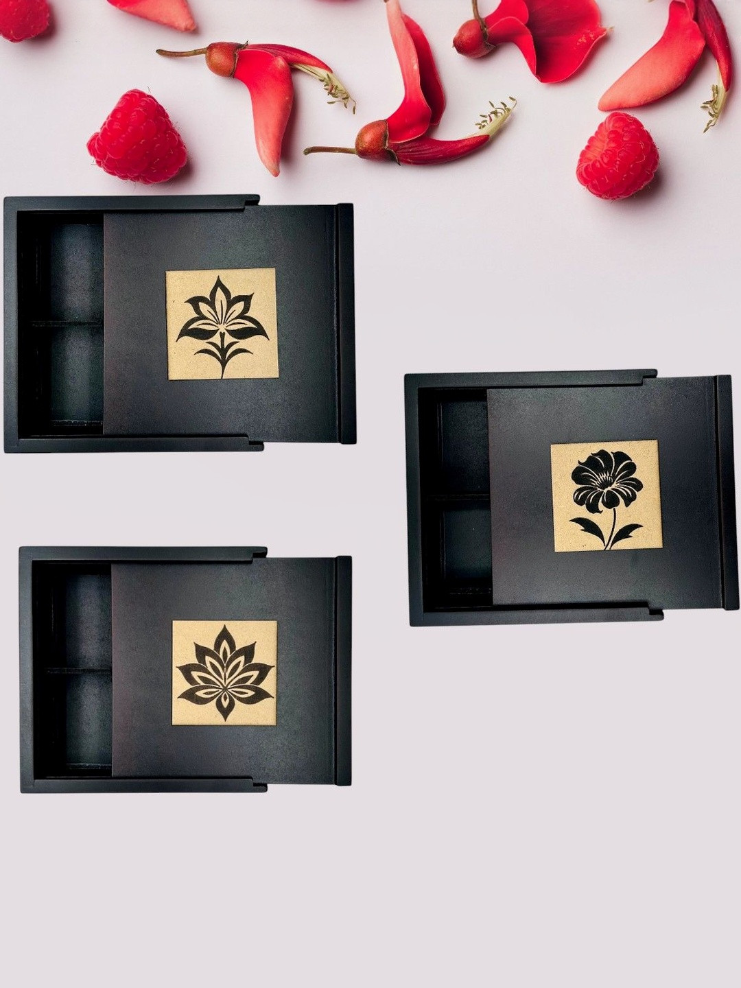 Angira handicrafts Brown 3 Pieces Wooden Dry Fruit Boxes