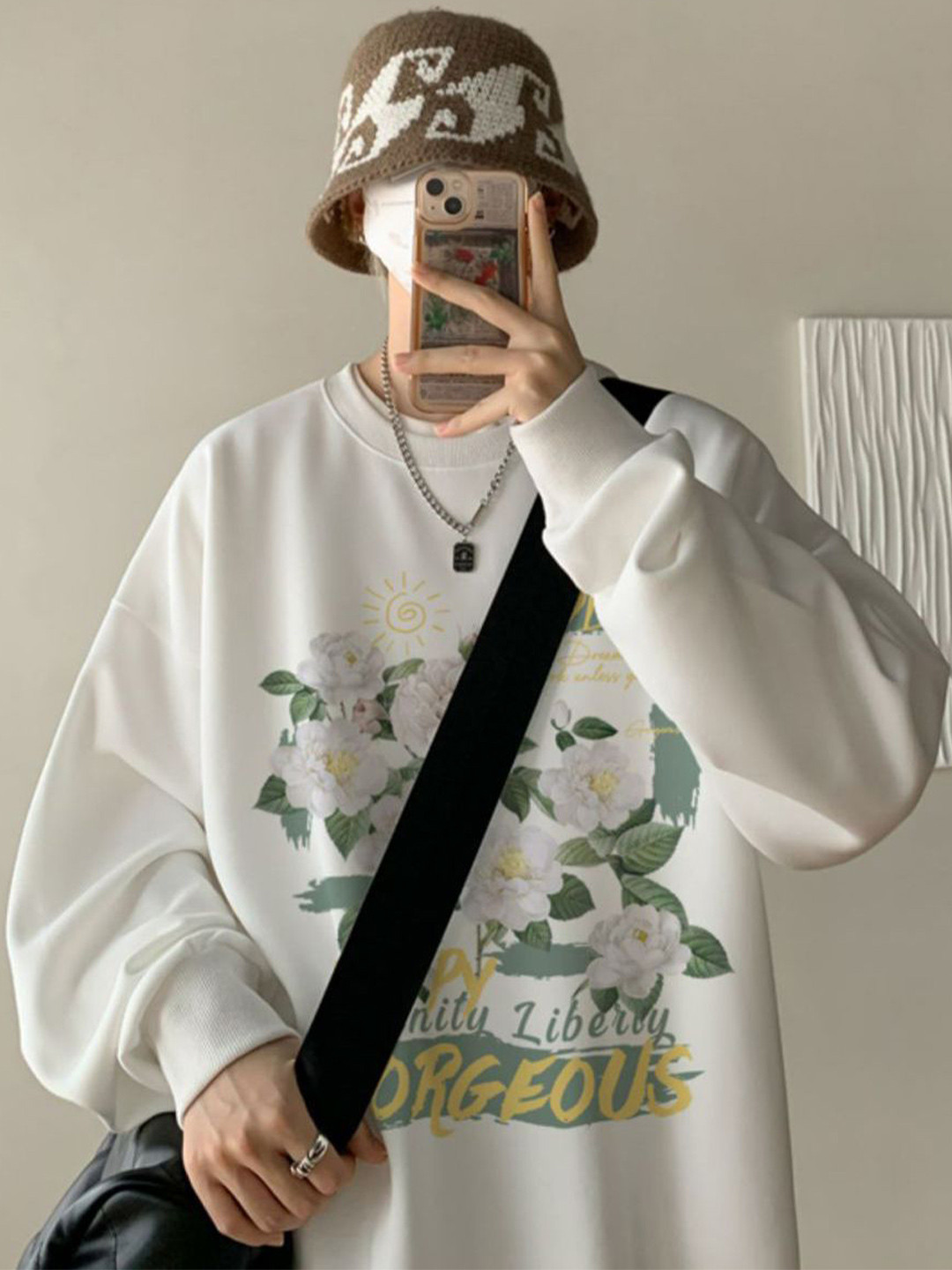 StyleCast x Revolte Men Floral Printed Long Sleeve Sweatshirt
