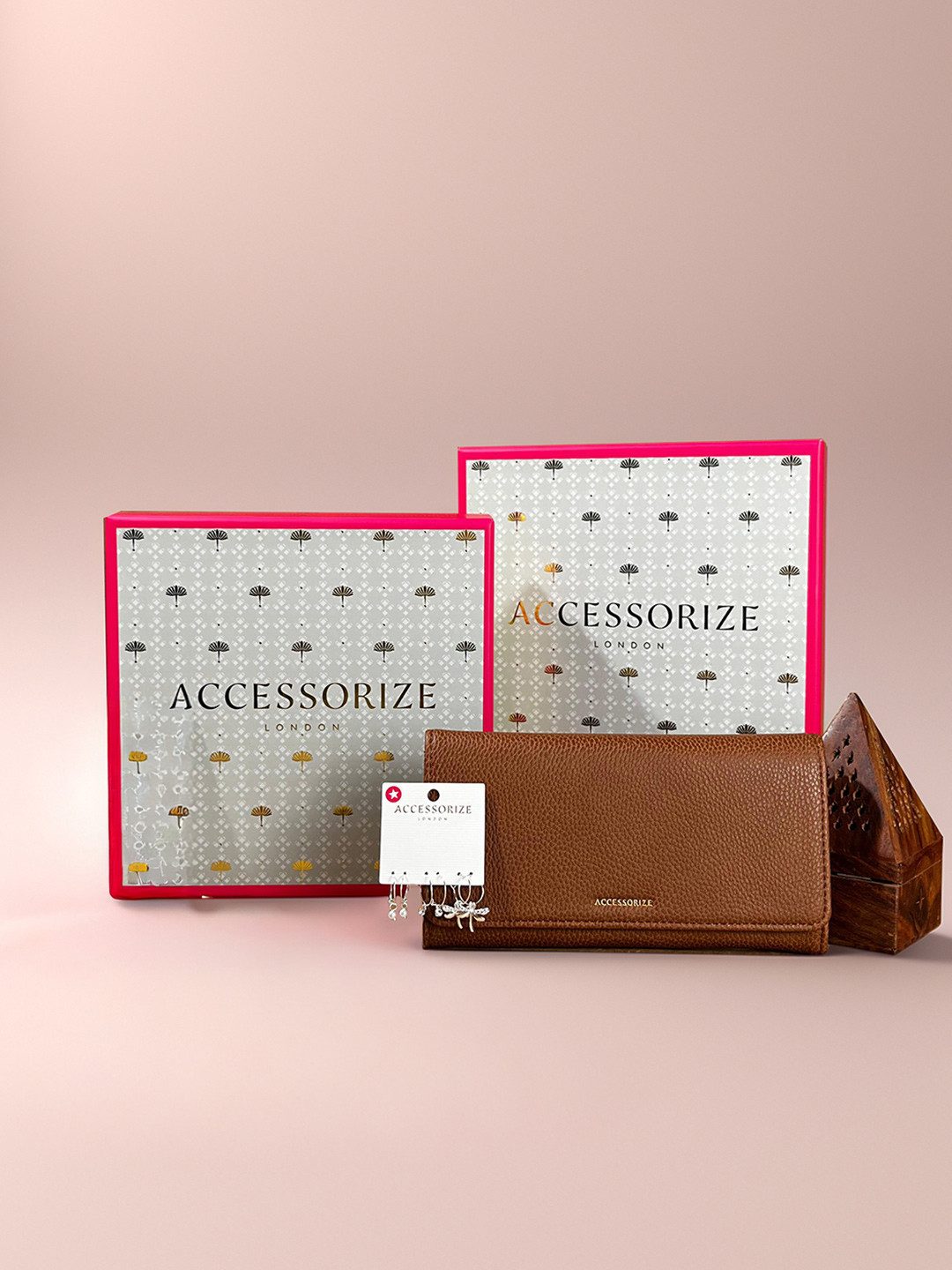 Accessorize Envelope Wallet With Set Of 3 Hoop Earrings