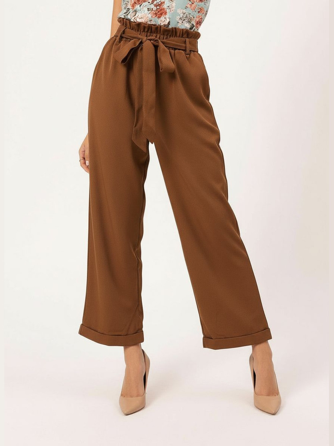 DressBerry Women Casual High-Rise Tie-Up Trousers