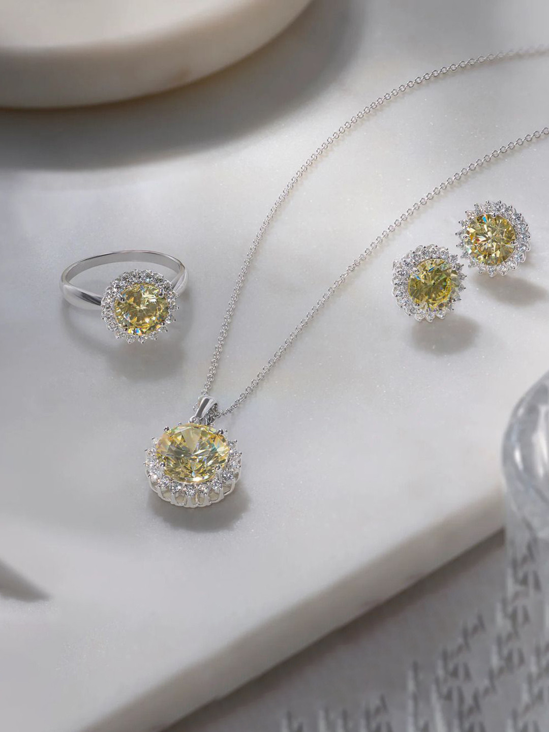 BAYAN JEWELRY Women 925 Sterling Silver Sapphire & 0.03 CT Diamond Necklace-4.58 g