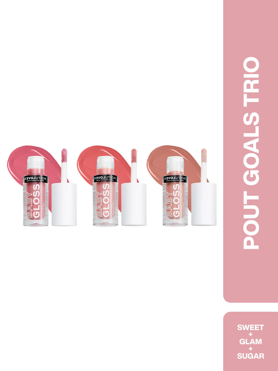 RELOVE Set Of 3 Baby Lip Gloss - 2.2 ml Each - Sweet-Sugar-Glam