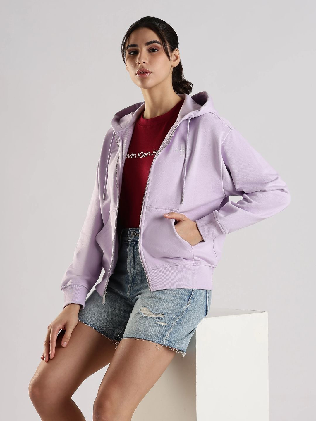 Calvin Klein Jeans Hooded Open Front Jacket