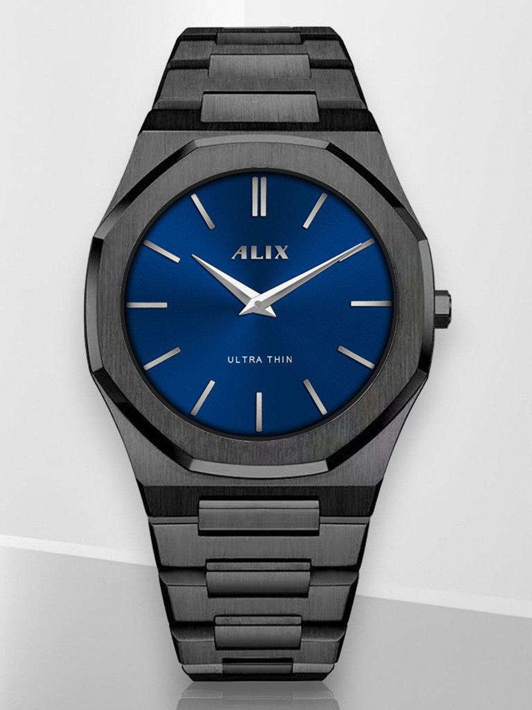 ALIX Men Round Dial & Stainless Steel Bracelet Style Straps Analogue Watch AL2903_BBE