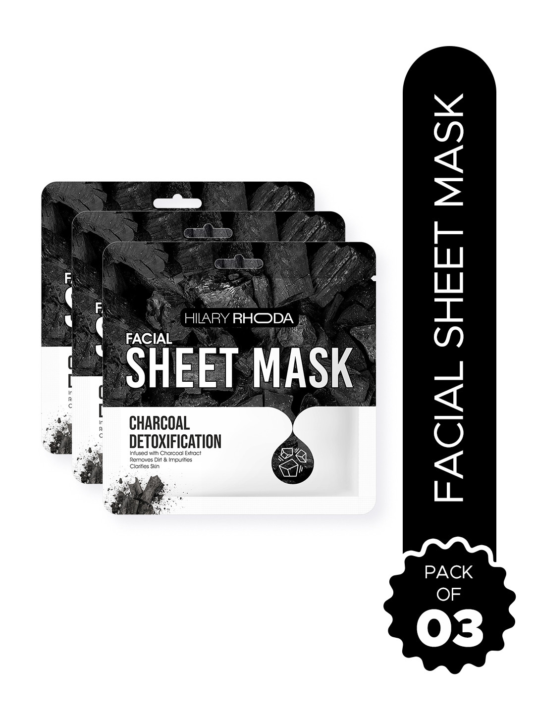 Hilary Rhoda Set Of 3 Charcoal Detoxification Sheet Mask- 20 g Each