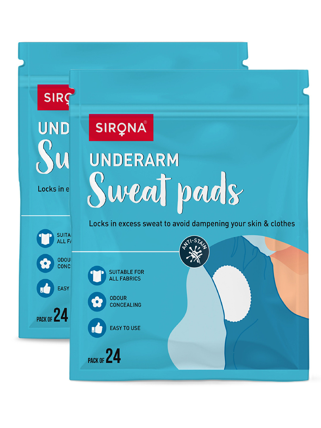 Sirona Pack Of 2 Unisex Under Arm Sweat Pads