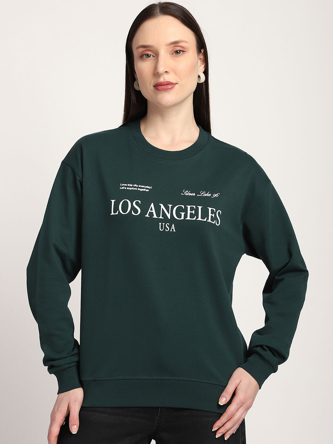 R&B Women Typography Printed Sweatshirt