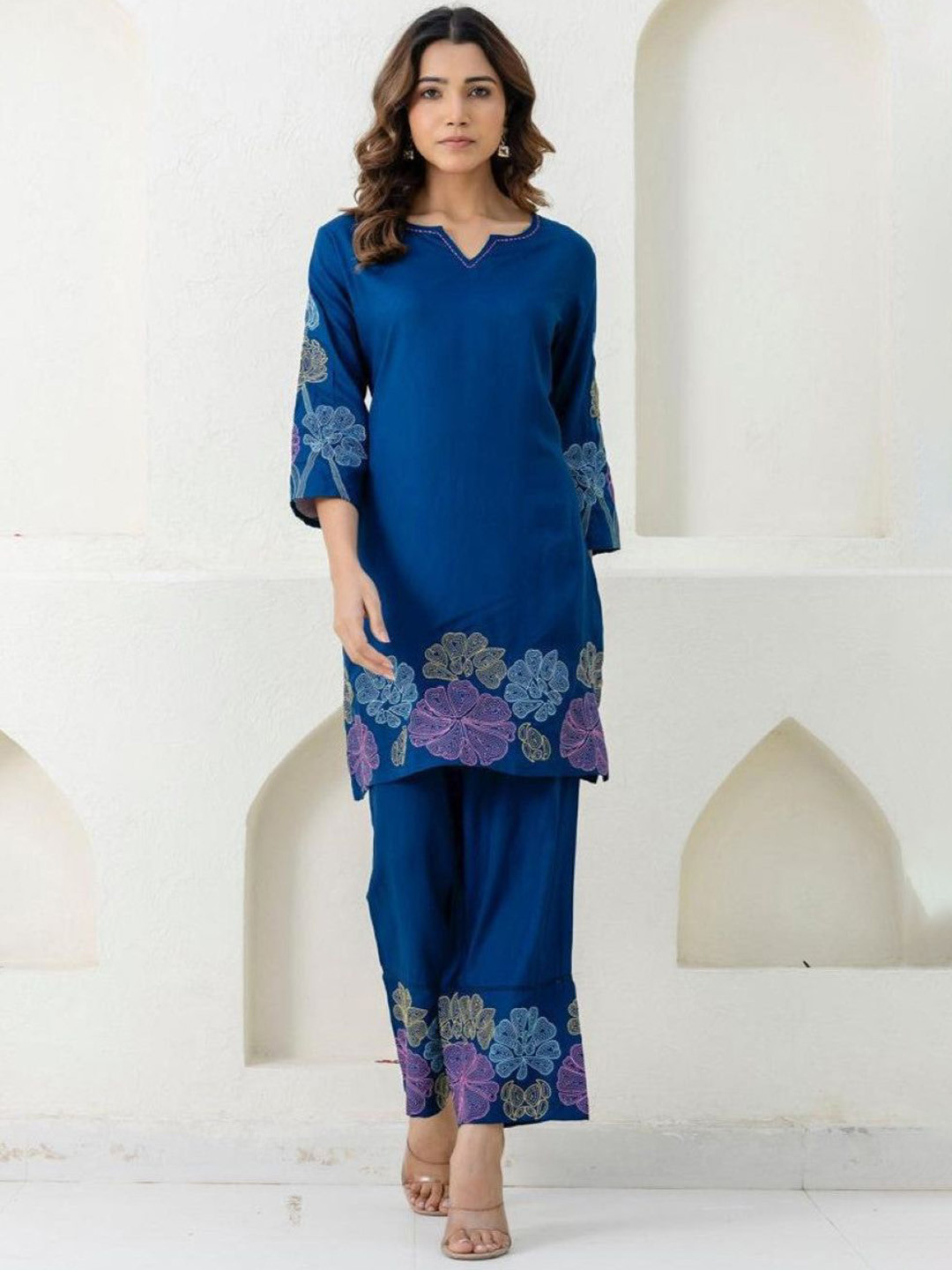 AUTUMN LANE Mokabara Alium Pure Cotton Tunic With Palazzo Co-Ords