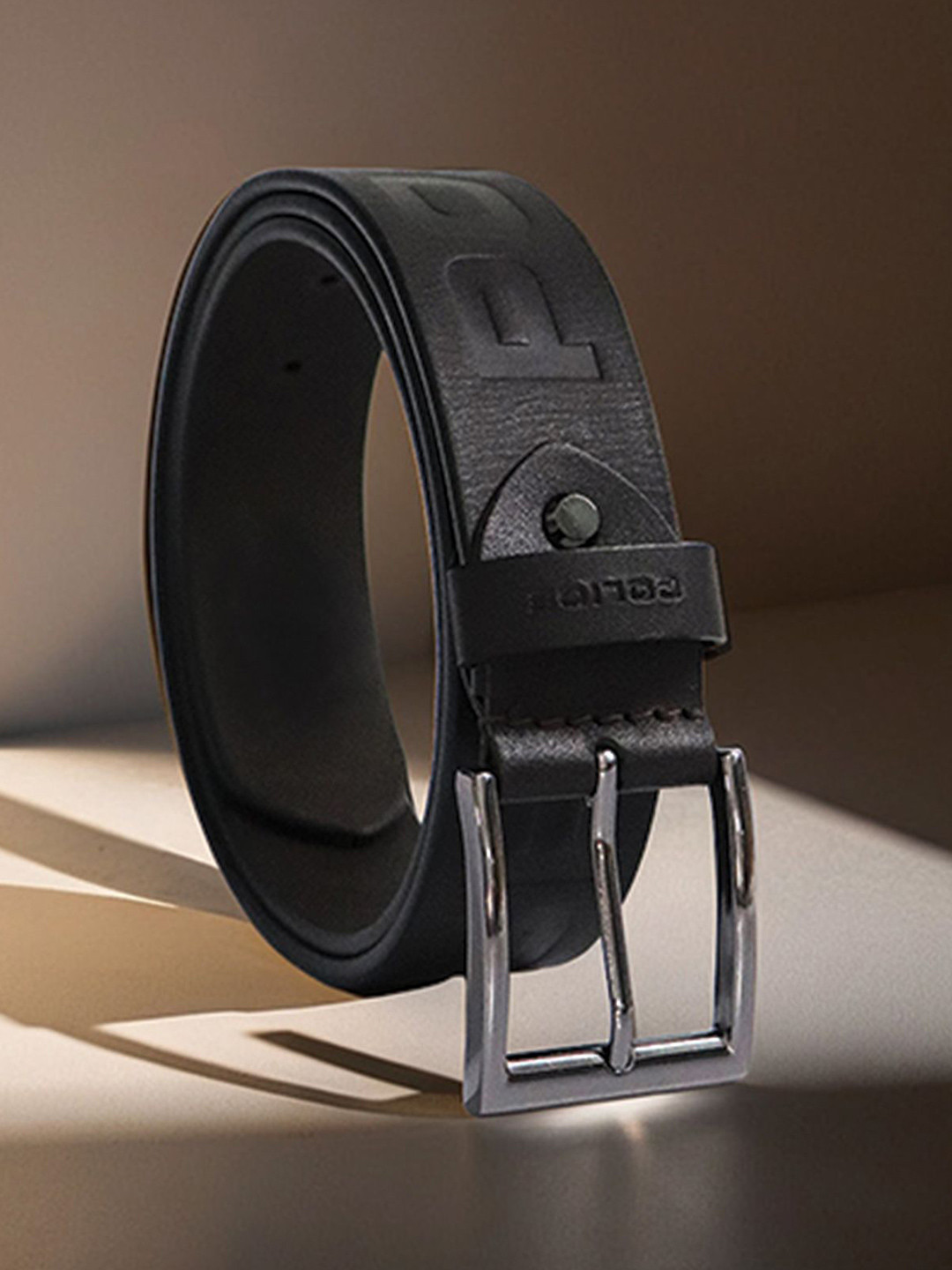 Police Men Leather Signature Embossing Formal Belt