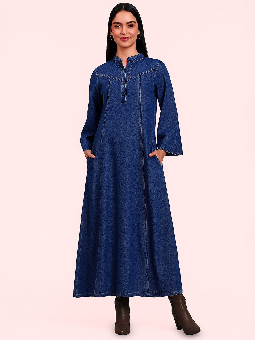 R.Code by The Roadster Life Co. Denim A-Line Maxi Dress