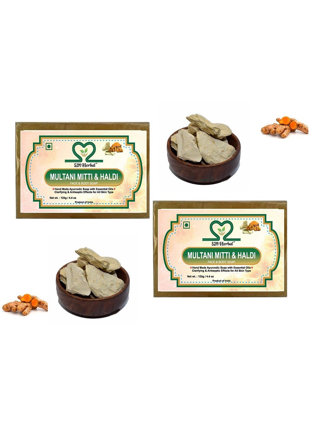 S2M Herbal Set Of 2 Multani Mitti Soap- 125 g Each