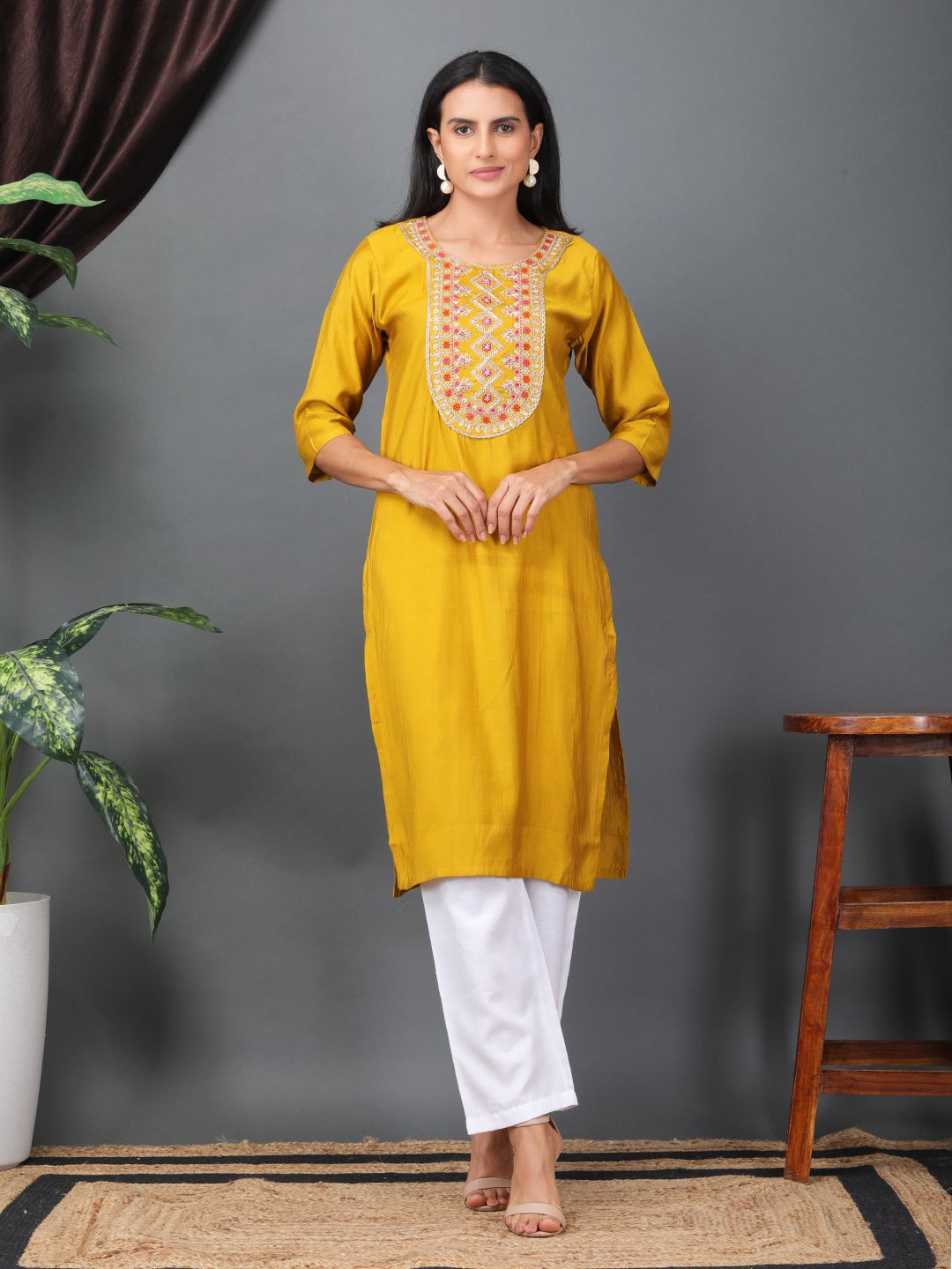 Sold For Style Women Solid Daily Cotton Straight Kurta