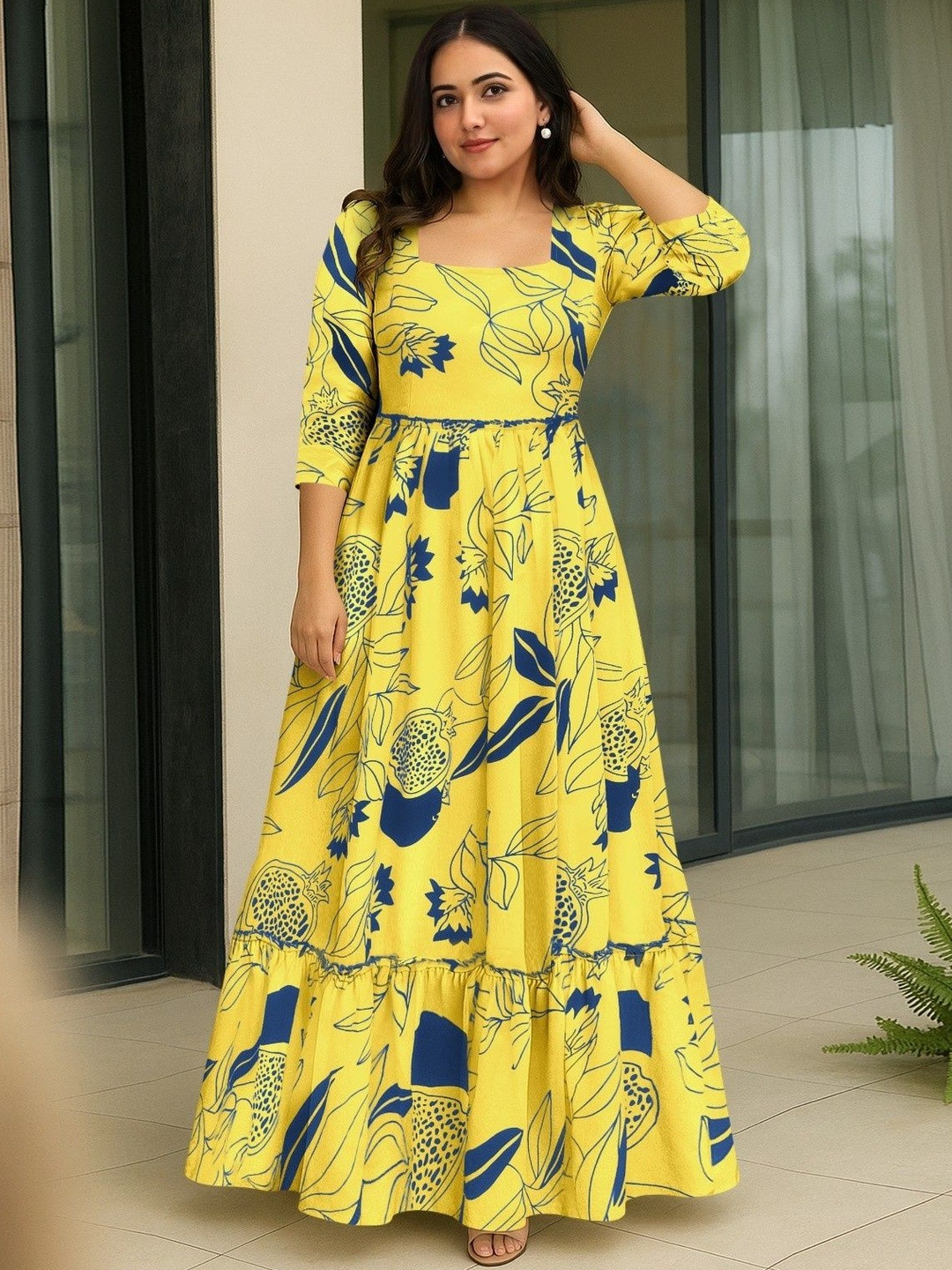 KREADAA Abstract Printed Maxi Dress
