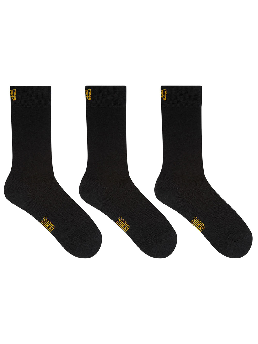 Socksxpress Men Pack of 3 Solid Black formal Modal Cotton Crew Length Socks