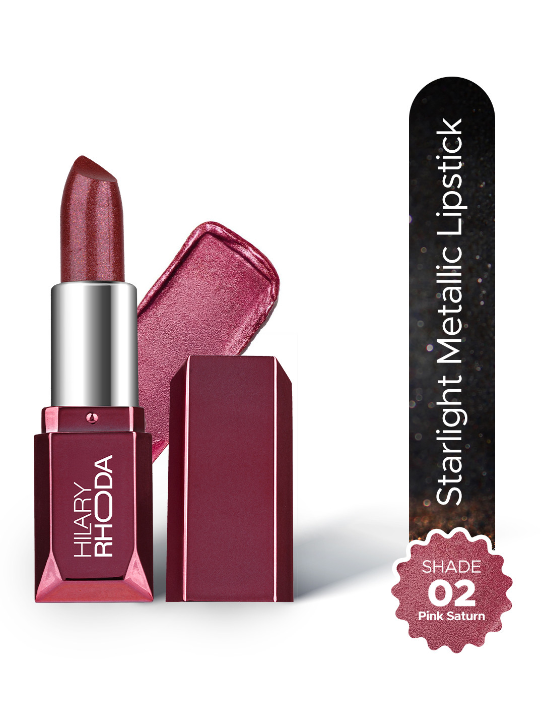 Hilary Rhoda Starlight Metallic Long Lasting Shine Glitter Lipstick - Pink Saturn - 02