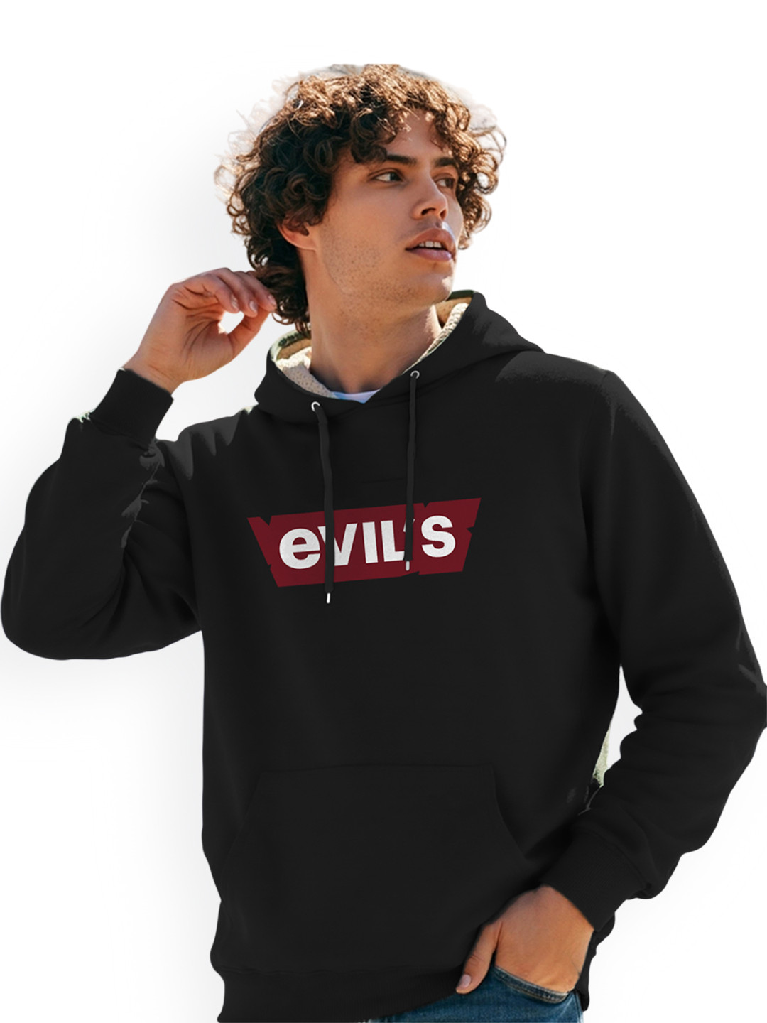 TOGS & TERRE Men Typography Printed Hooded Sweatshirt