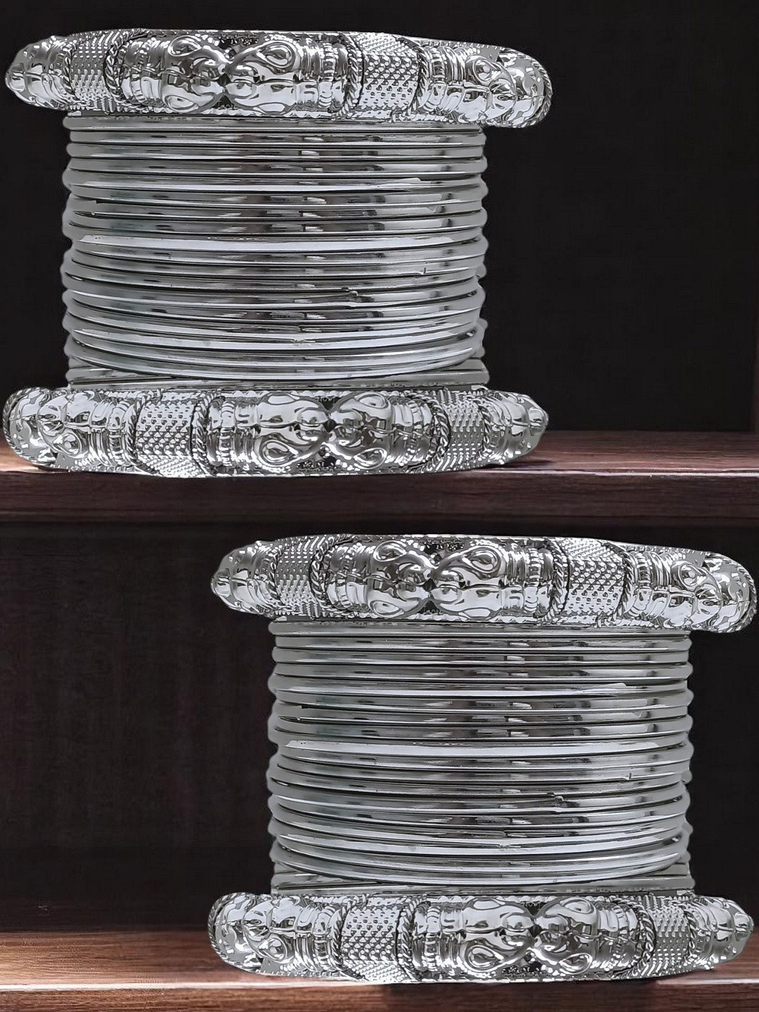 Sangria Combo of 38 Oxidised Silver Kada & Bangle Set