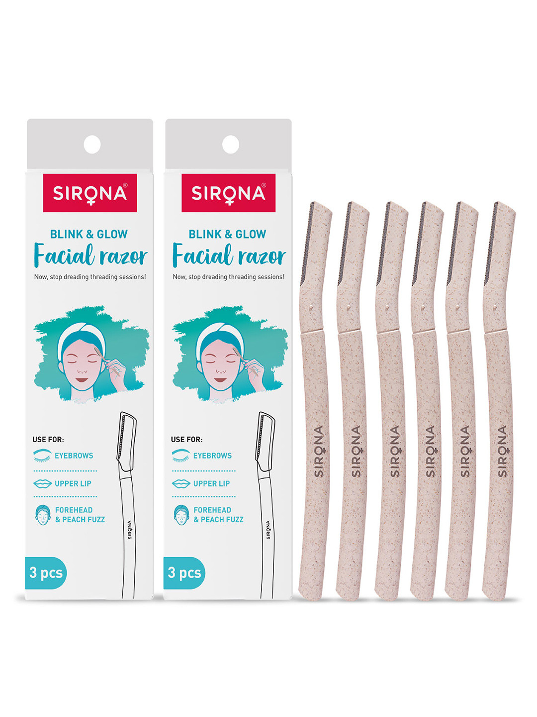 Sirona Women Blink and Glow Face Razor Set of 6