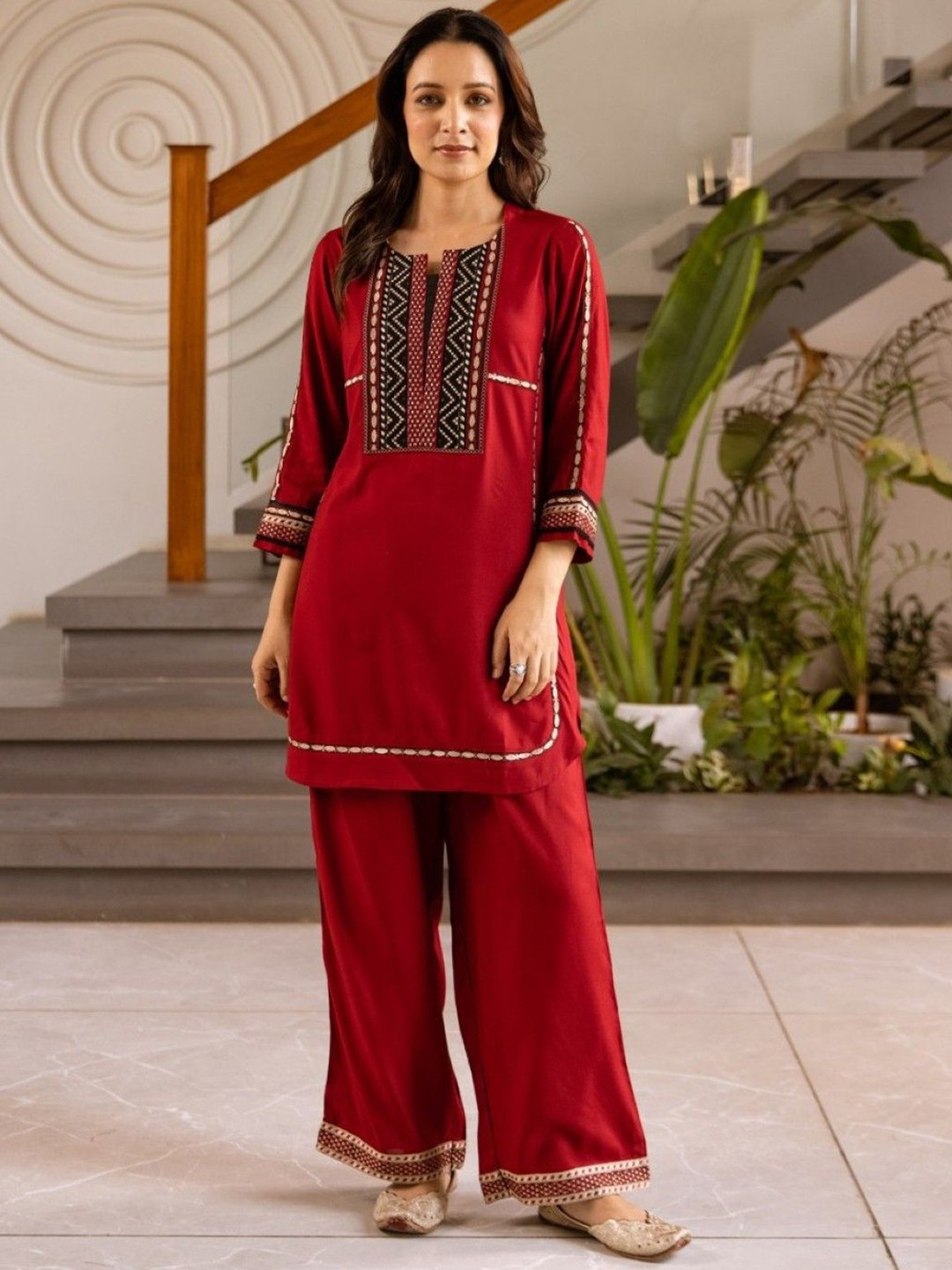 AUTUMN LANE Stravi Brink Printed Pure Cotton Tunic With Palazzo  Co-Ords