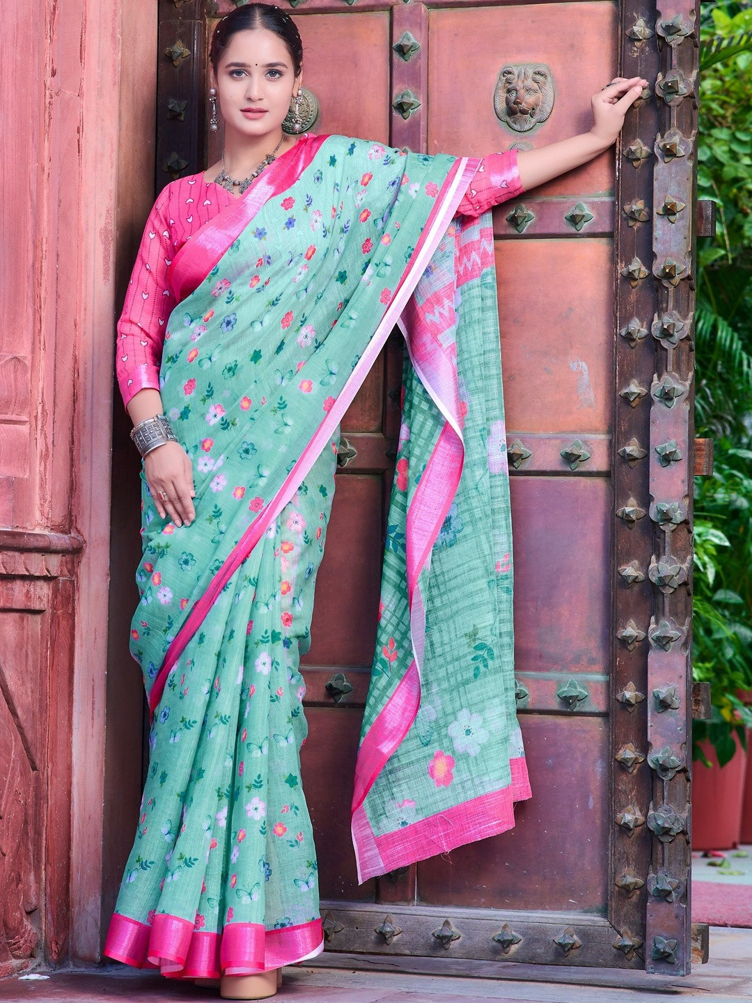 PHEASANT Floral Block Print Saree