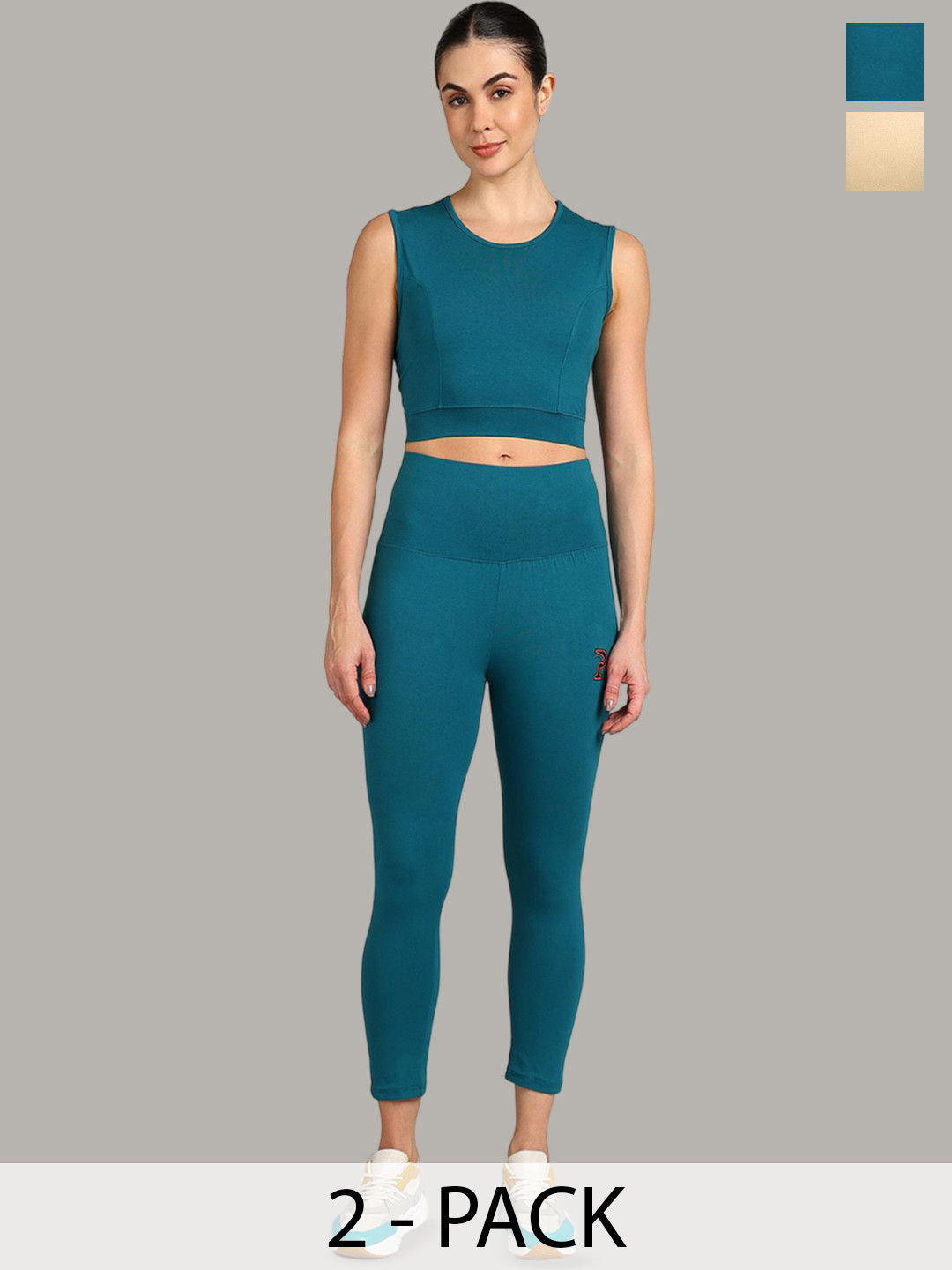 PAAVKI Pack Of 2 Sleeveless Round Neck Top With Trouser Sports