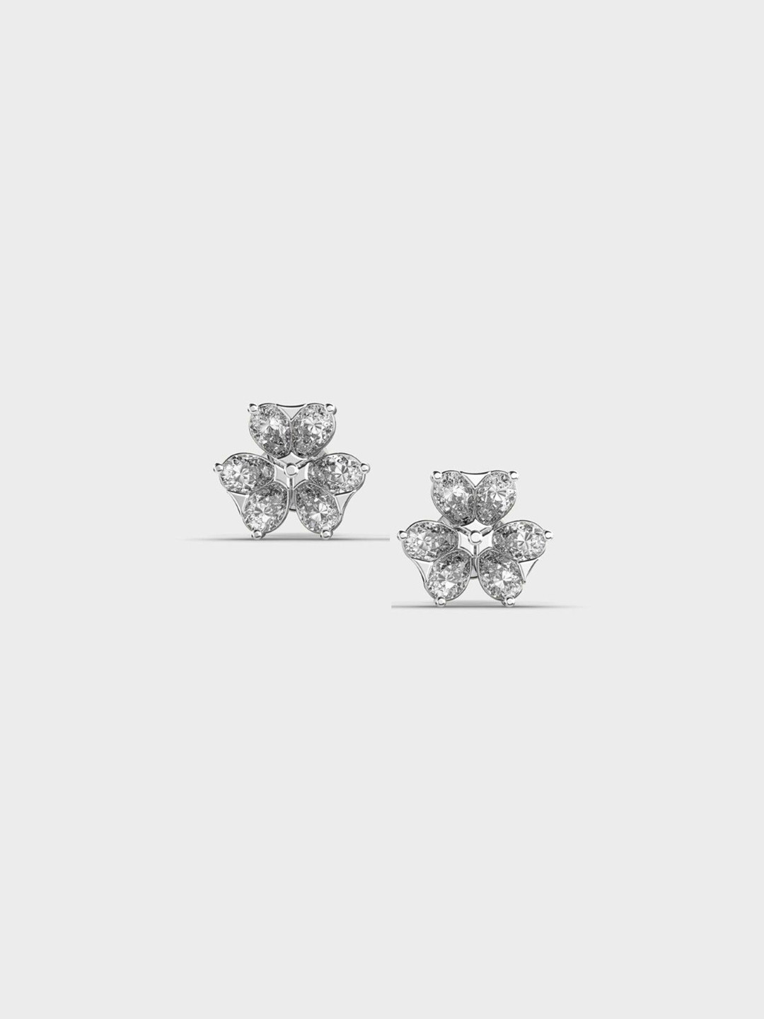 Jewelbox 14Kt White Gold 0.56 Carat Diamond Floral Bloom Stud Earrings - 1.45 g