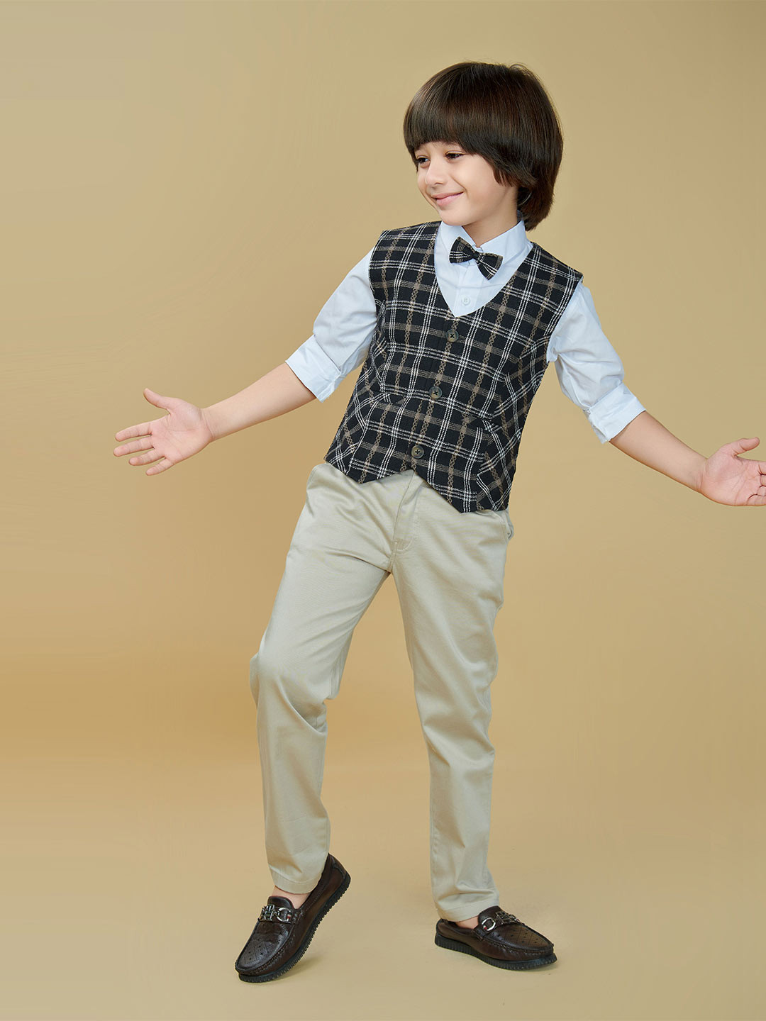 Ministitch Boys Black 3 Piece Cotton Suits