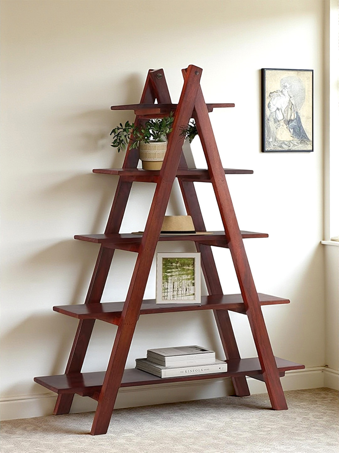 Ikiriya Kassel Sheesham Wood Accent Book Shelf / Showcases/ Display Unit In Honey Finish