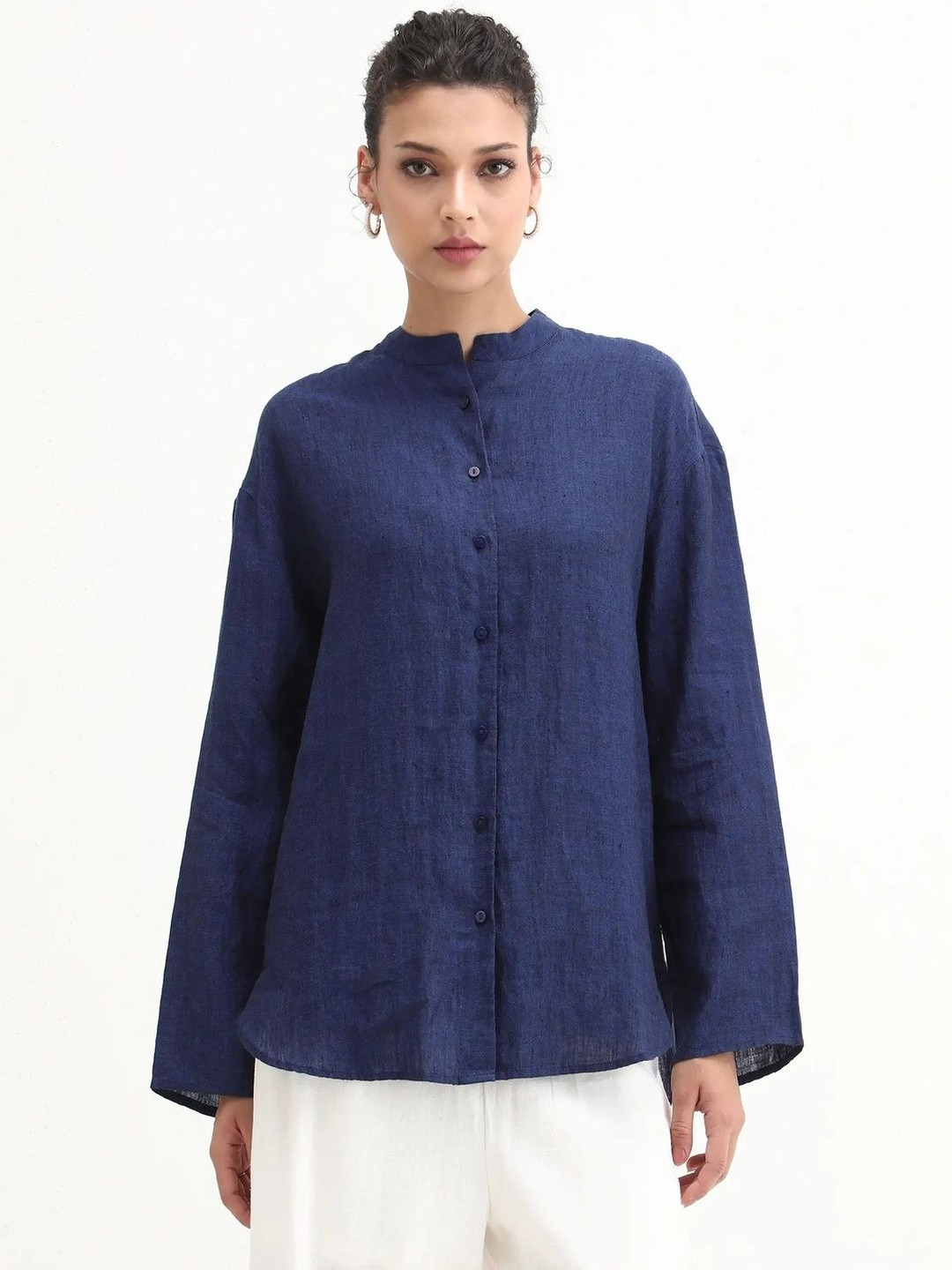 RAREISM NENT Women Mandarin Collar Shirt Style Top