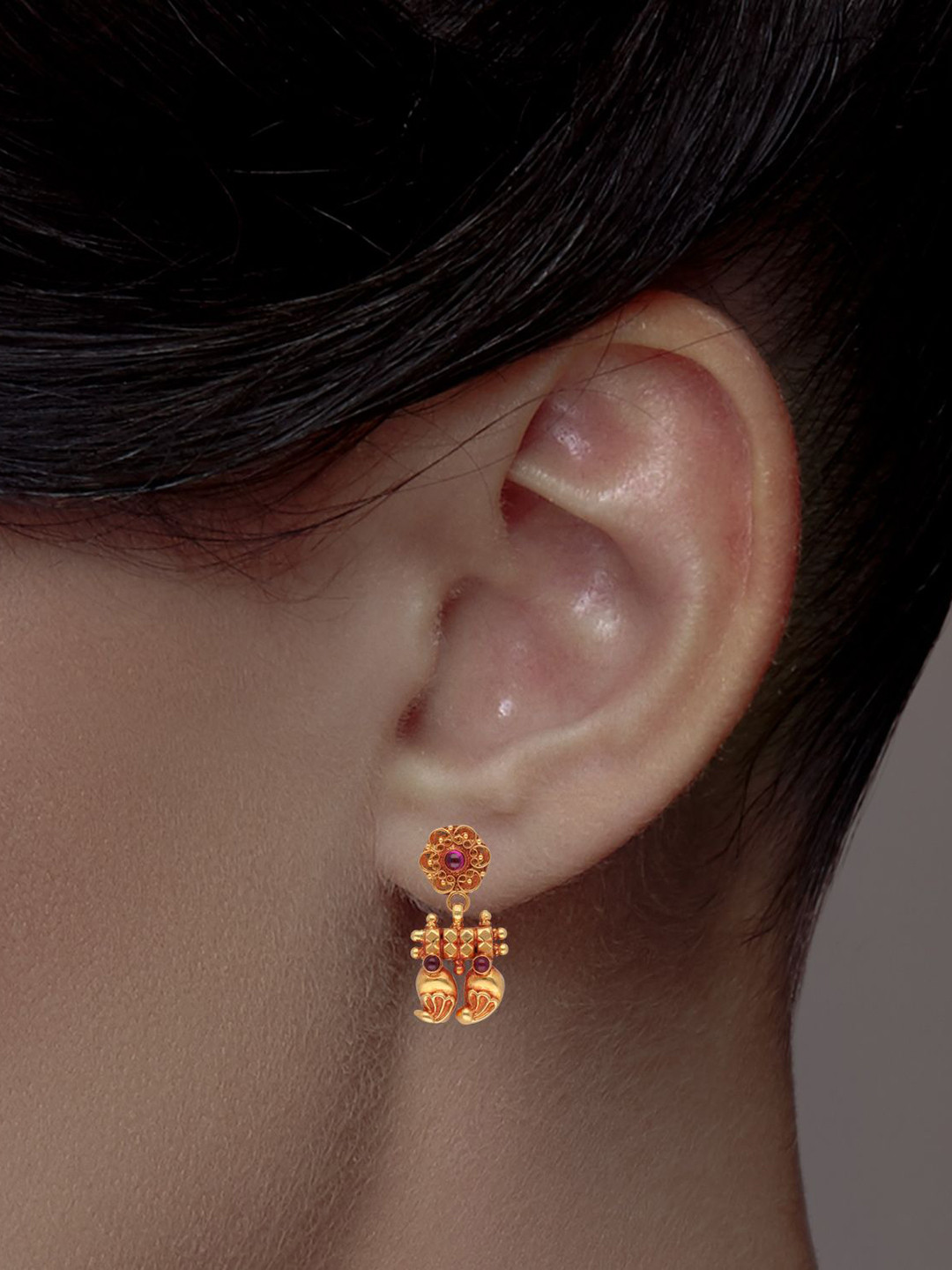 C KRISHNIAH CHETTY JEWELLERS PVT LTD Women 22KT Charming Gold Earrings - 6.51 g