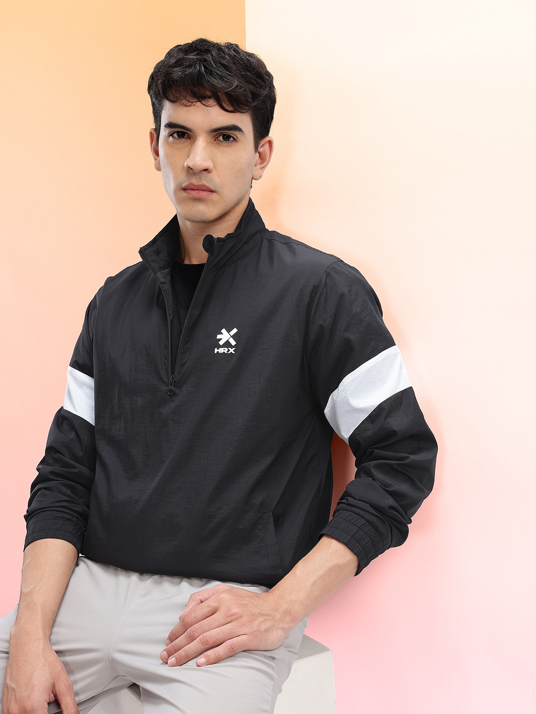 HRX by Hrithik Roshan Mock Collar Half-Zippered Bomber Jacket