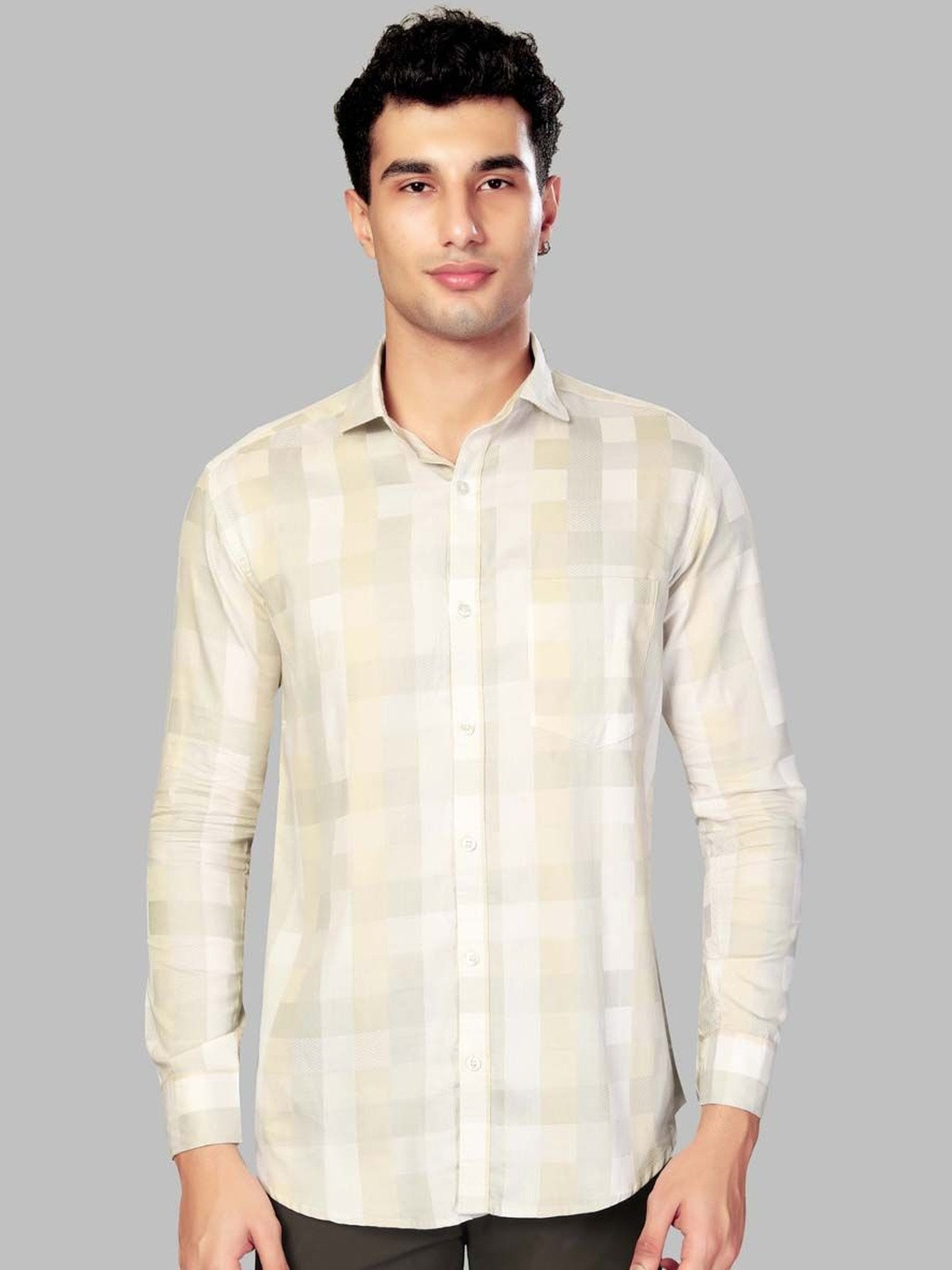 UR ETHICS Men Premium Slim Fit Checked Formal Shirt