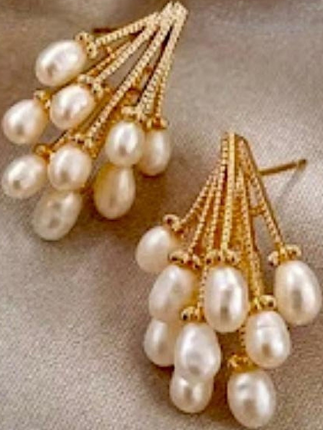 CALVIN GLAM Women Metal Lightweight Artificial Beads Drop Earrings