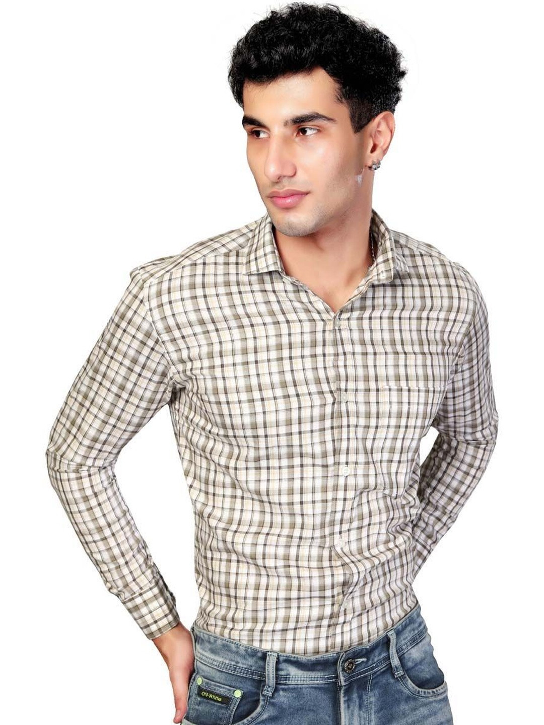 UR ETHICS Men Premium Slim Fit Gingham Checks Casual Shirt