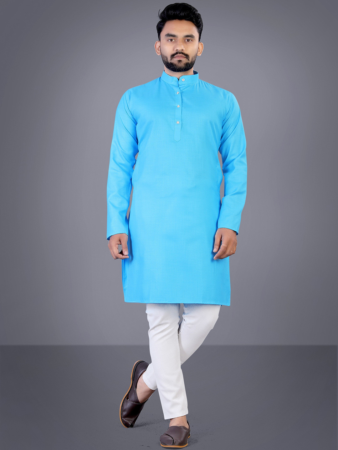 Alok collection Men Solid Mandarin Collar Straight Kurta