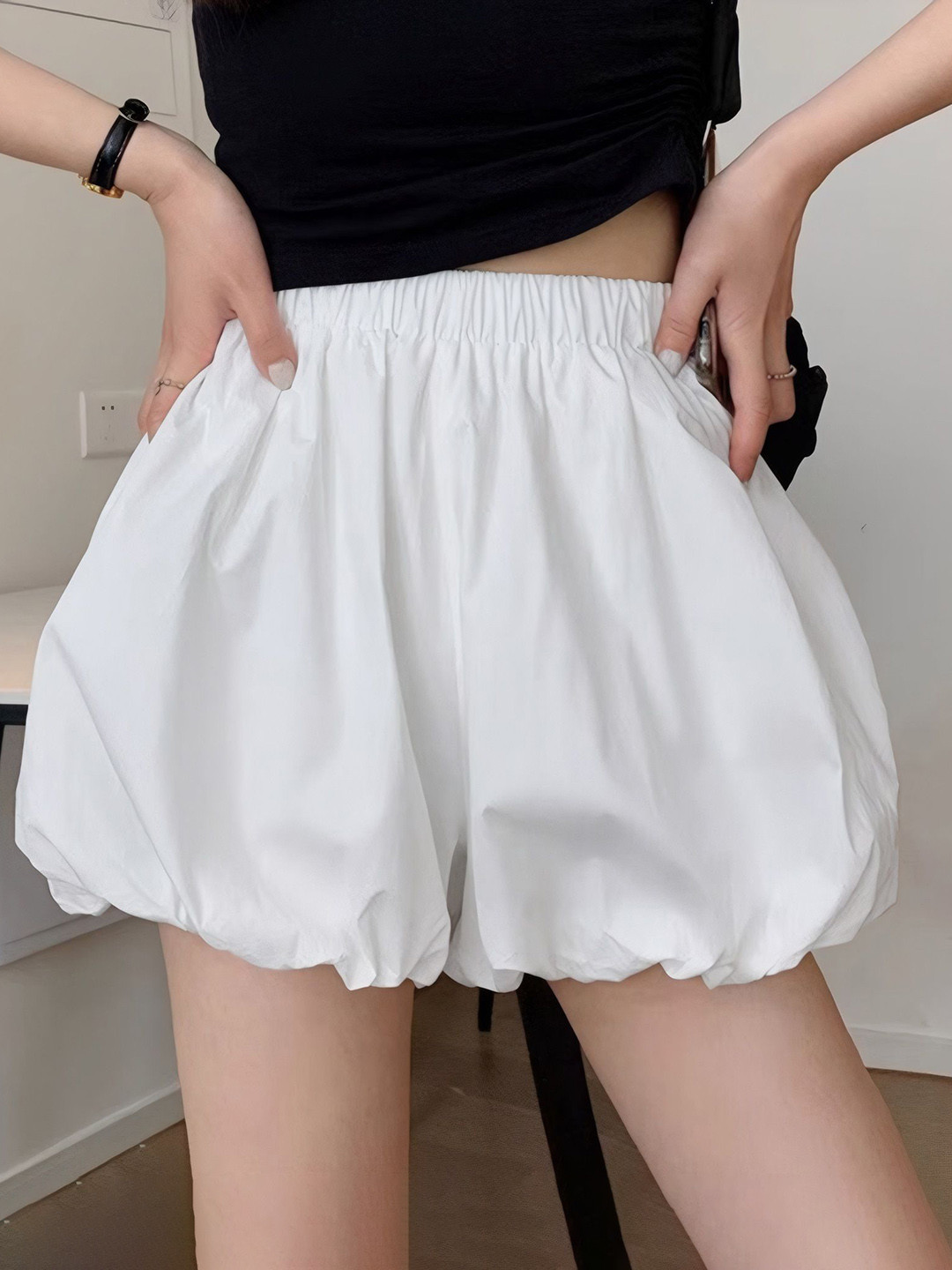 LULU & SKY Women High-Rise Bubble Hem Shorts