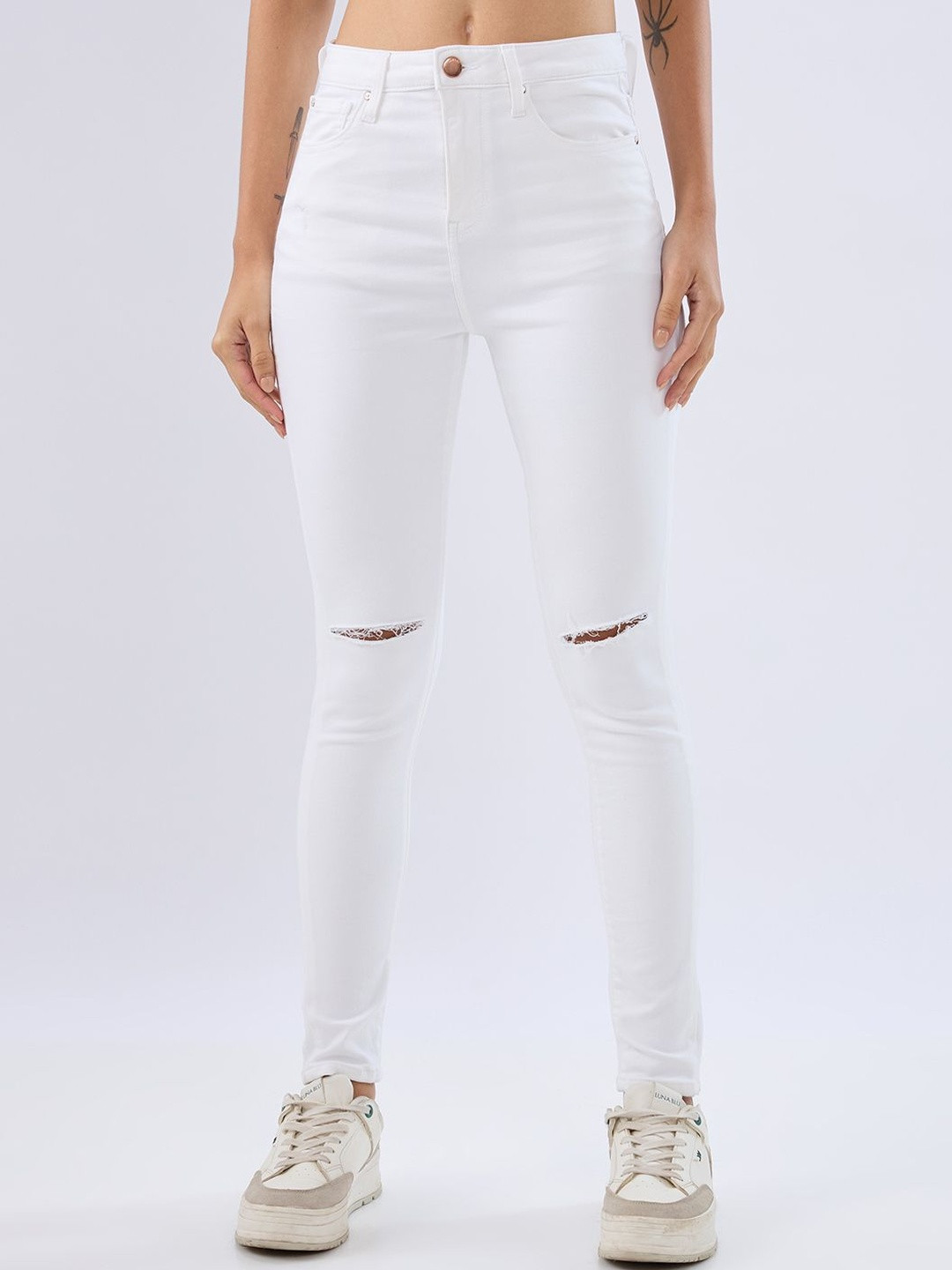 SPYKAR Purist Women Cotton Slash Knee Super Skinny Fit Jeans