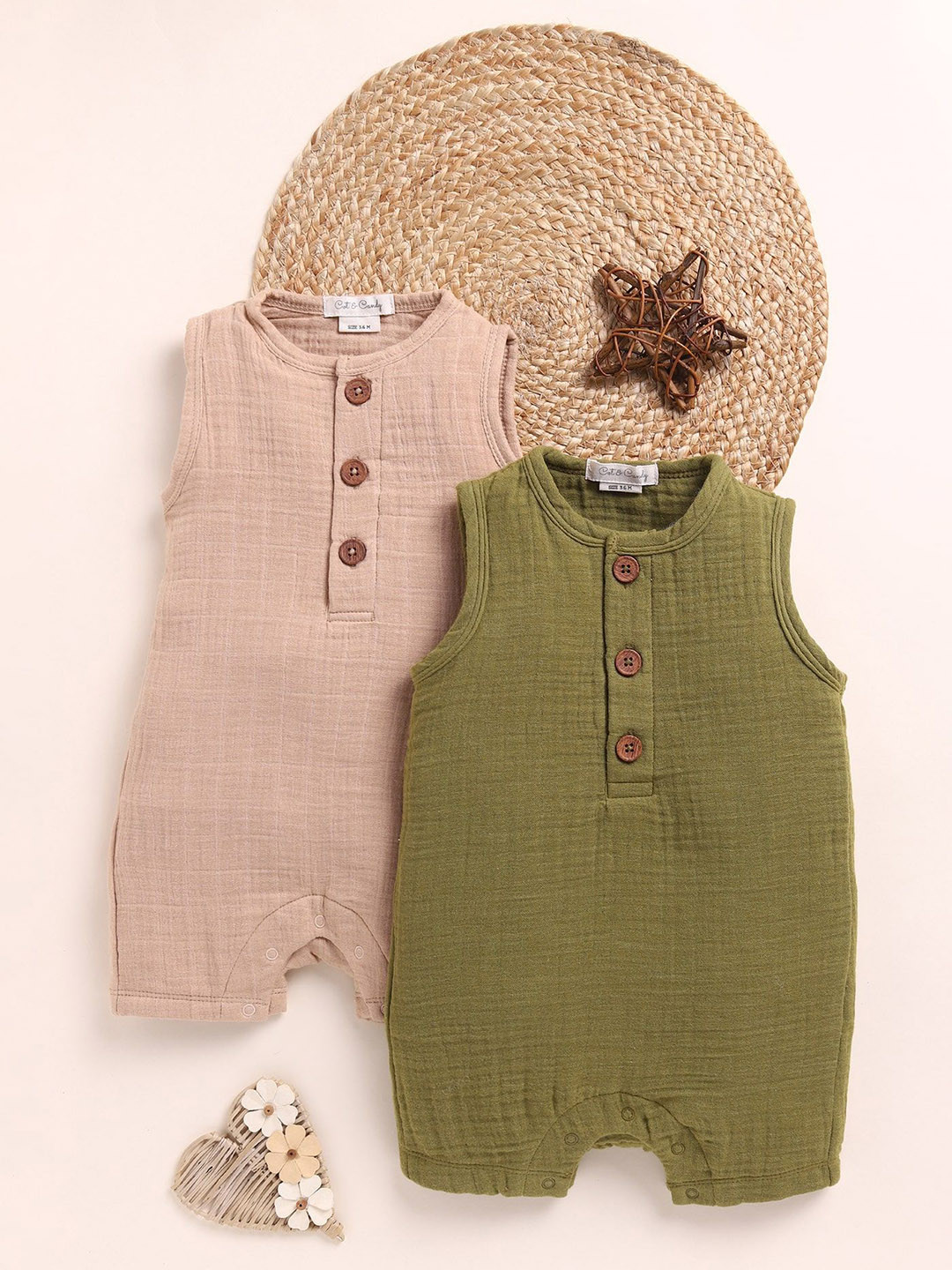 COT & CANDY Infants Cot & Candy Muslin Half Romper