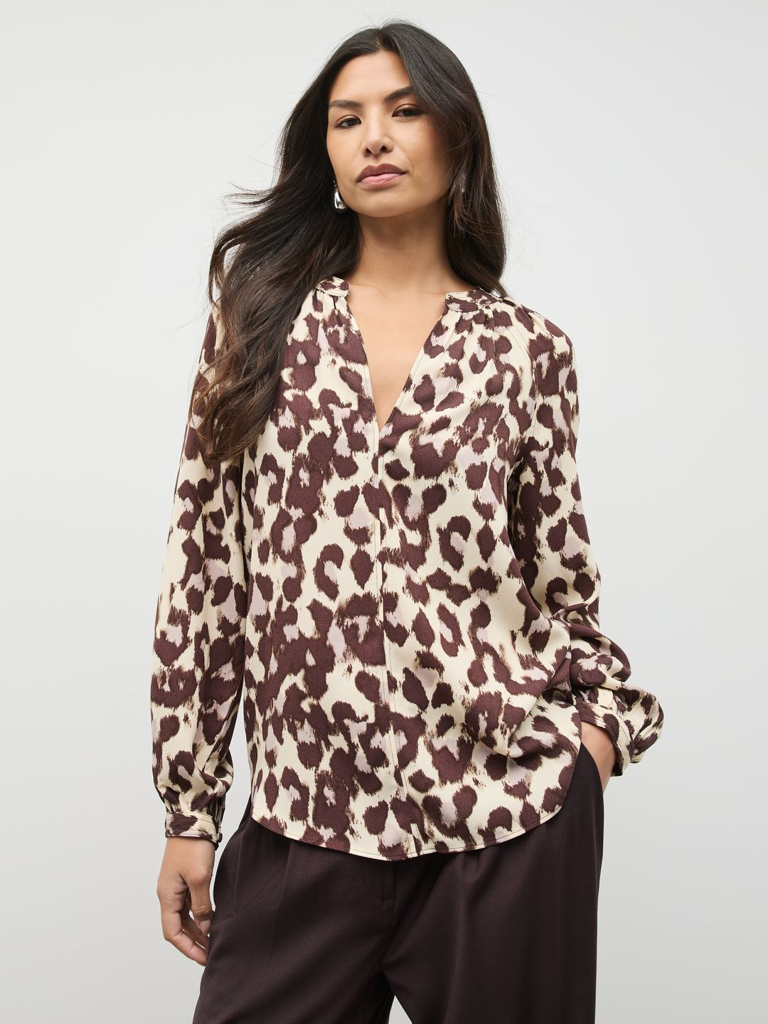 NEXT Animal Print Mandarin Collar Top