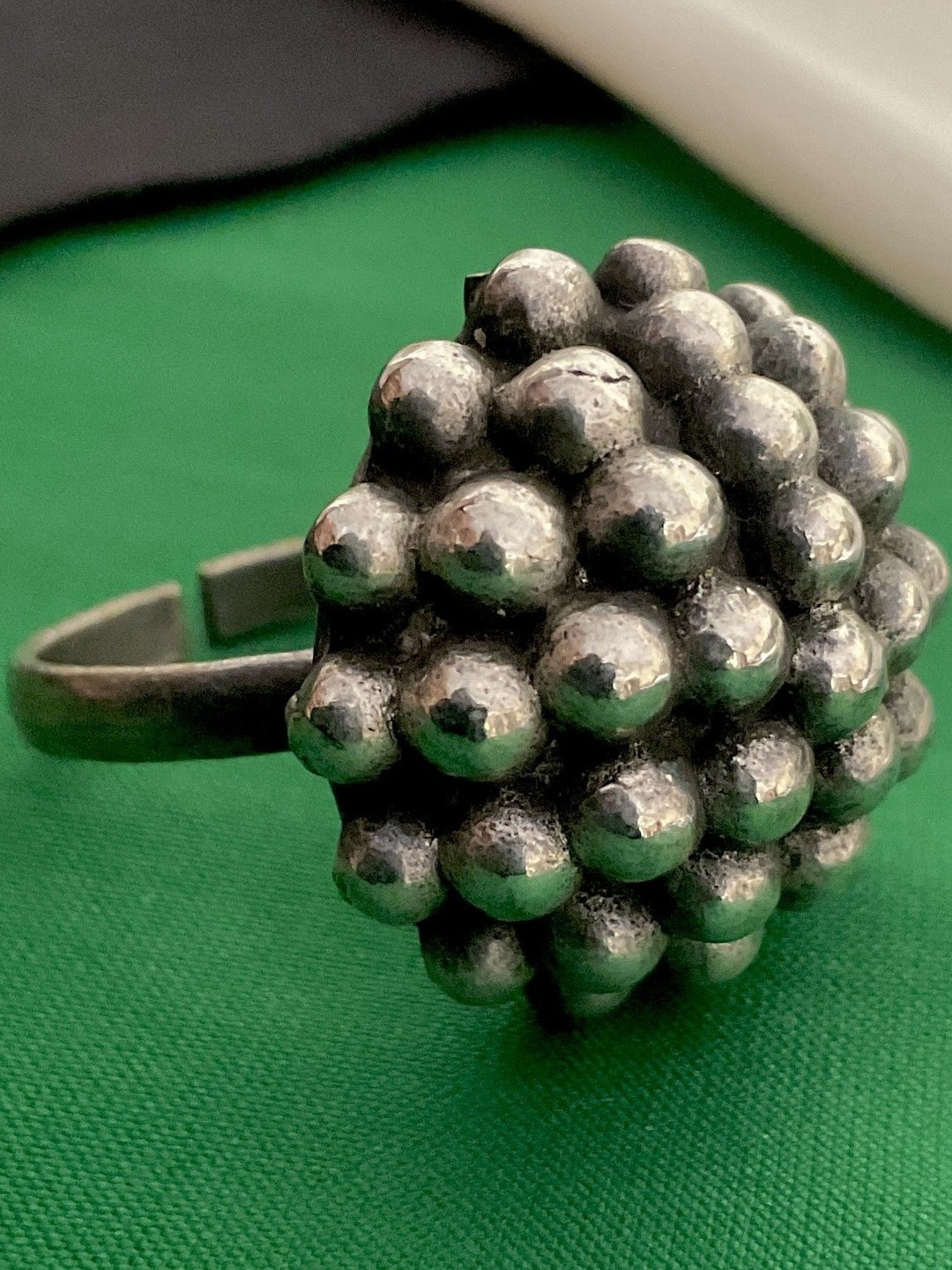 MOHATI Women Silver Plated Oxidised Dome Shaped Adjustable Finger Ring