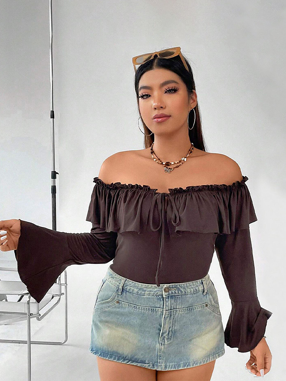 LULU & SKY Women Off-Shoulder Ruffles Top
