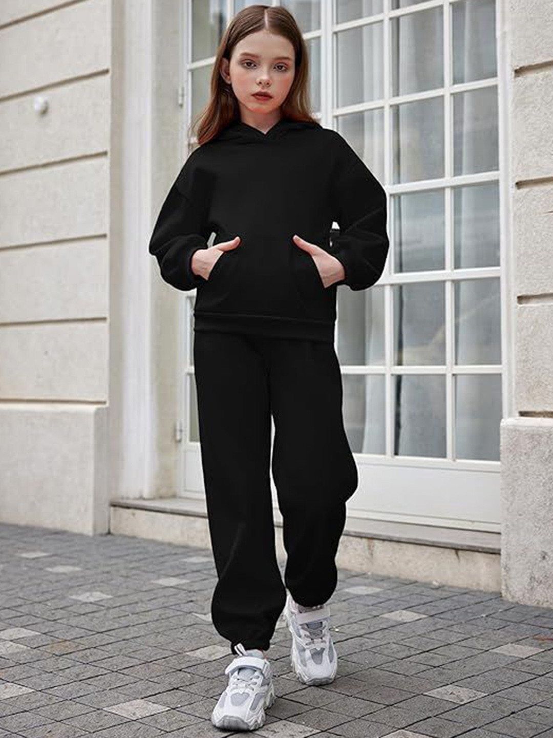 R Cube Girls Hooded-Neck Mid-Rise Tracksuits