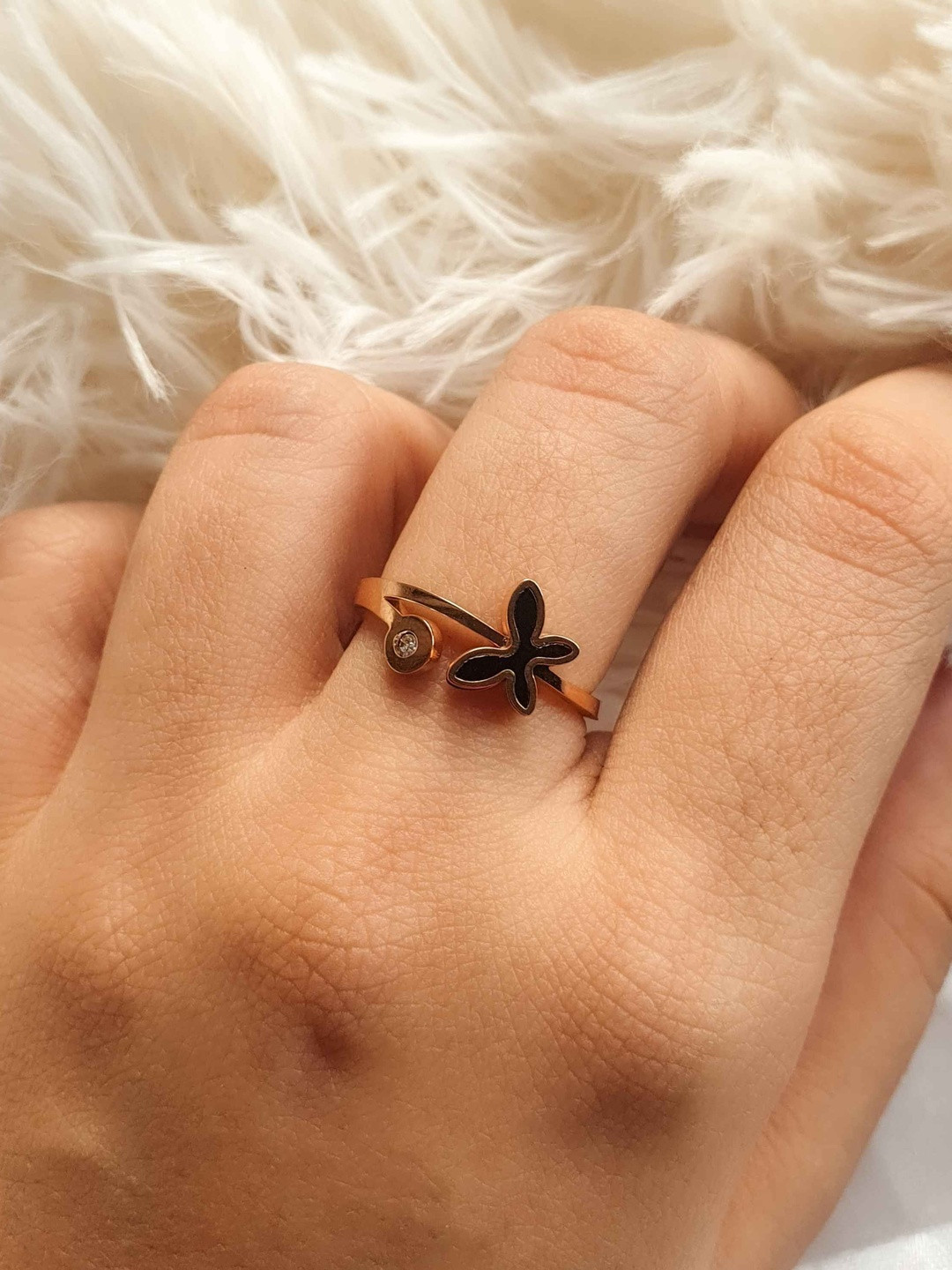 LOLO LePA Women Rose Gold Fifi Butterfly Ring