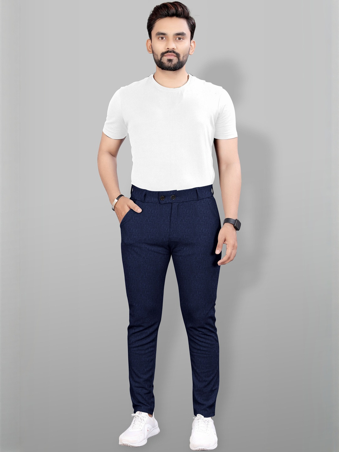 COMBRAIDED Men Mid Rise Polyester Trousers