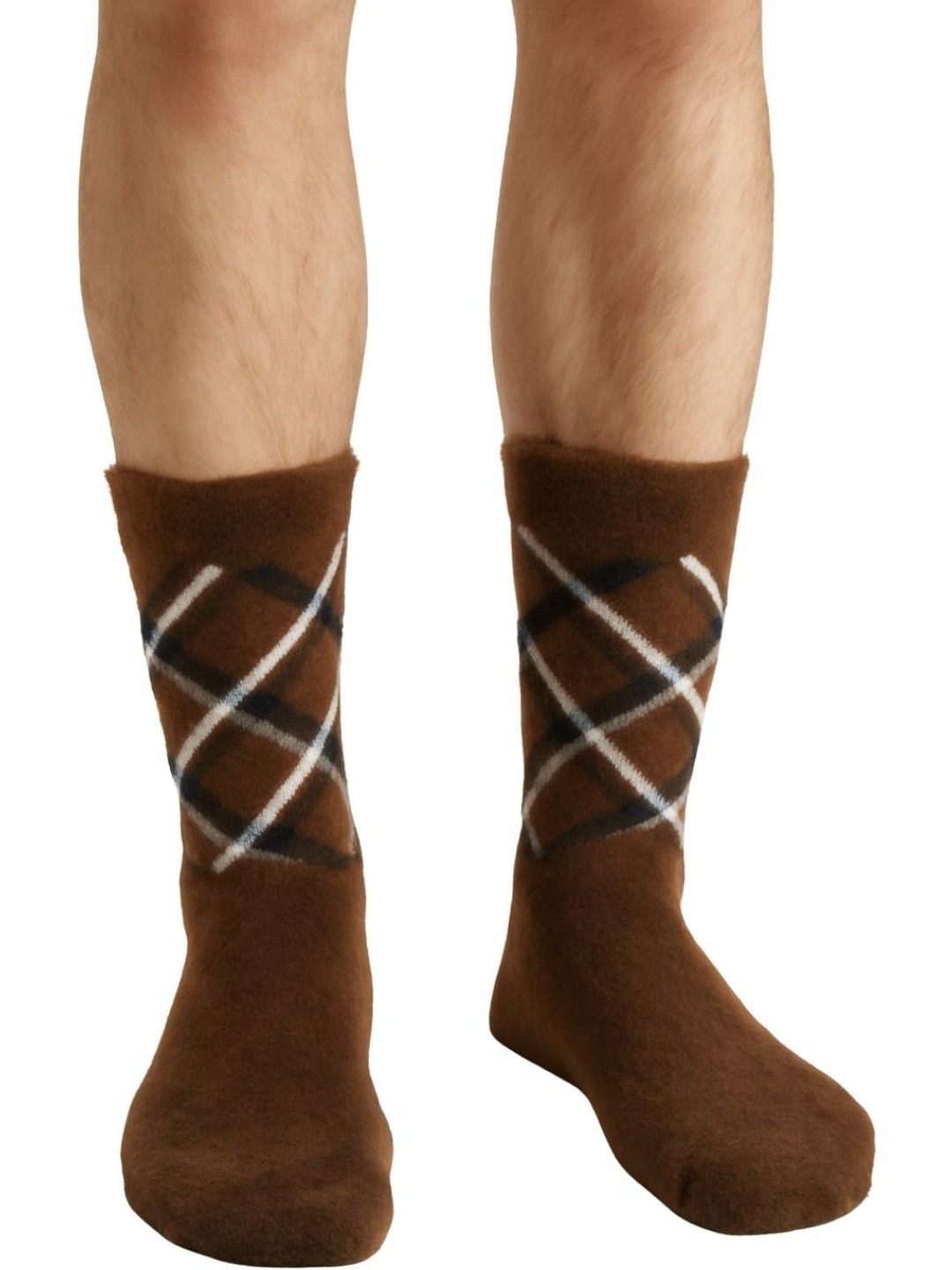 Cdeck Men Checked Calf Length Wool Socks