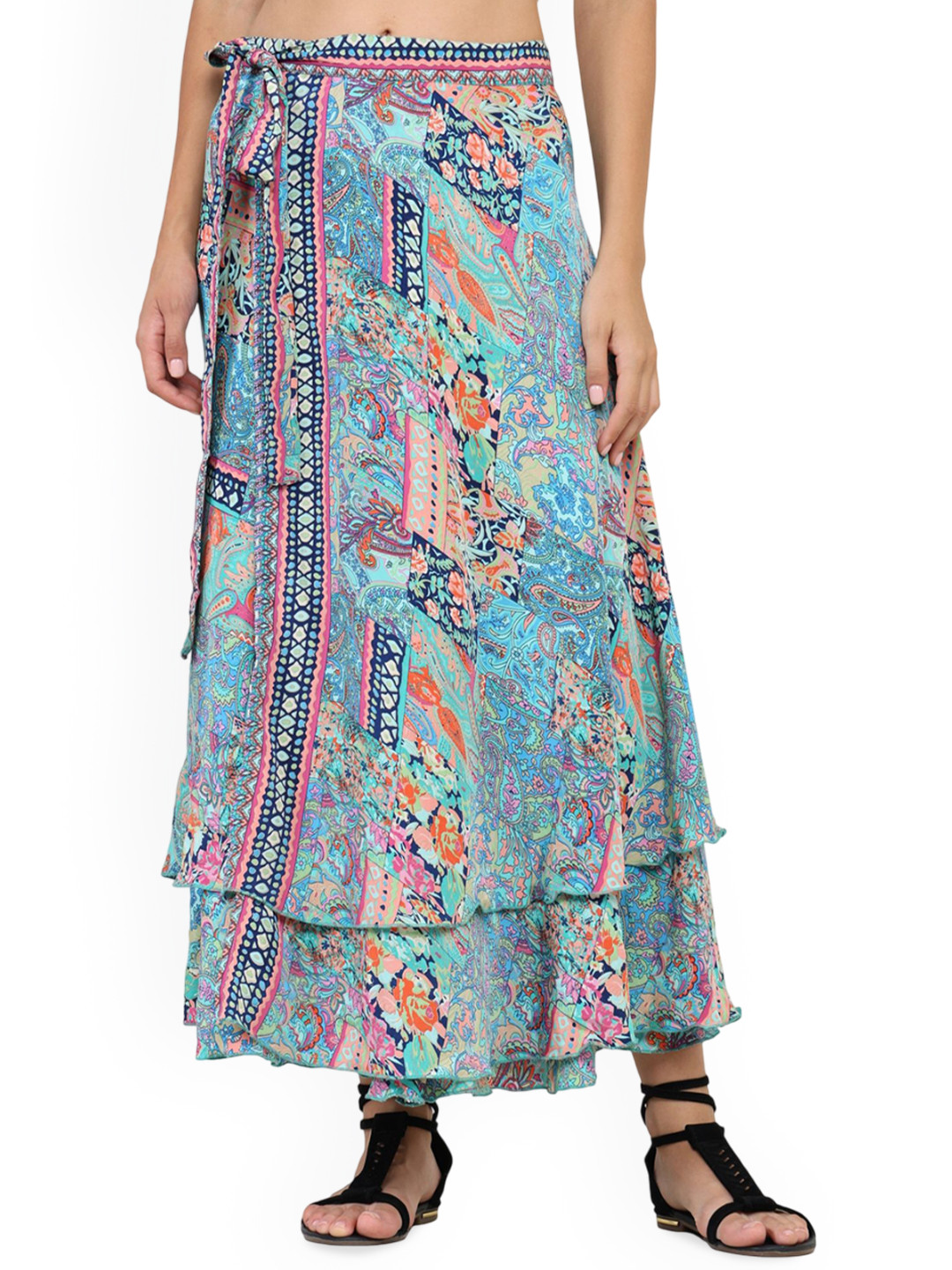 GALE GIRLS Floral Printed Maxi Wrap Skirt