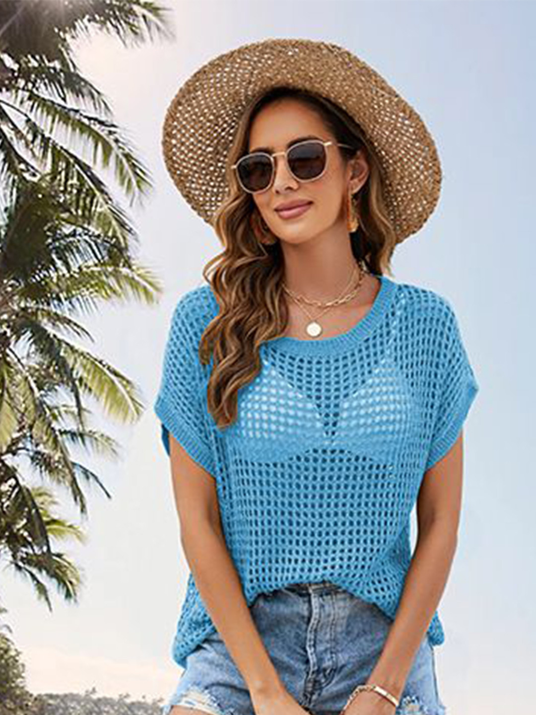StyleCast Women Self Design Open Knit Sweater Vest
