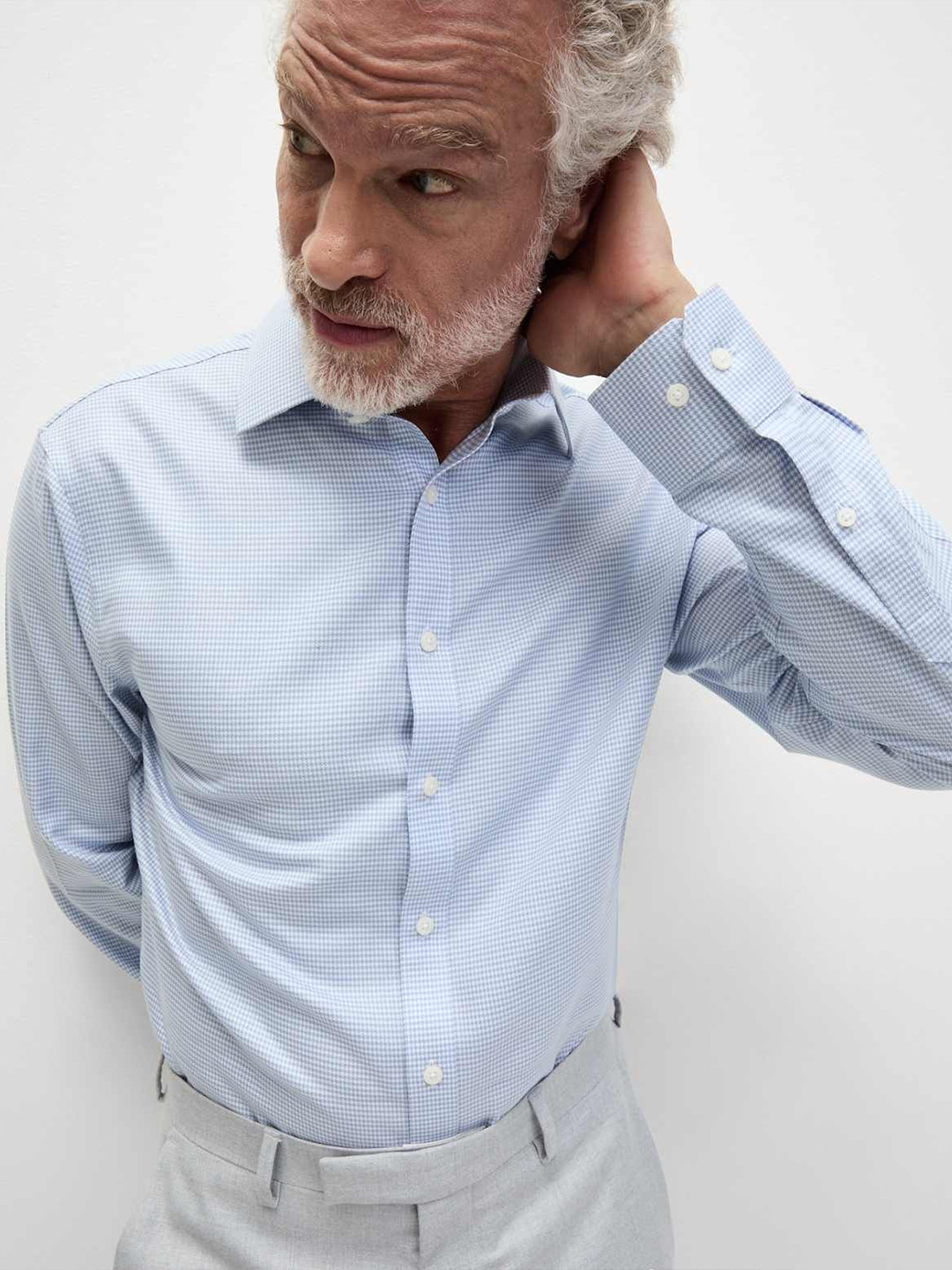 Marks & Spencer Men Non Iron Regular Fit Micro Checked Pure Cotton Formal Shirt