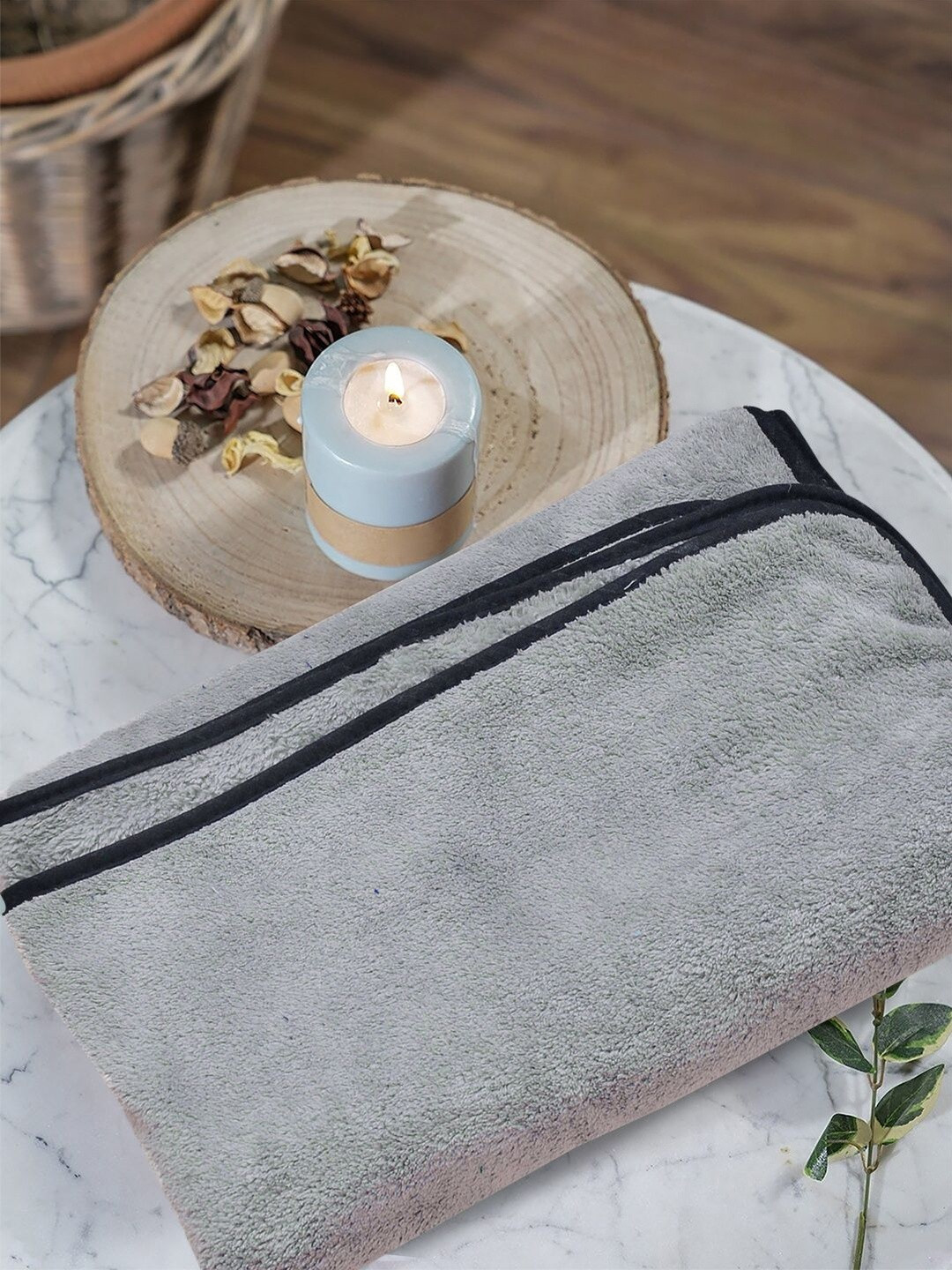 Myntra Elegant Homes Grey Terry Cotton 450 GSM Bath Towel